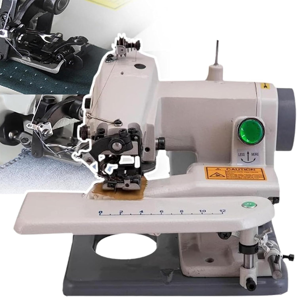 DHMYDPDZ machine à coudre, 8 mm, Gris, Machine à ourler aveugle portable, Pédale d'ourlet professionnelle à point invisible