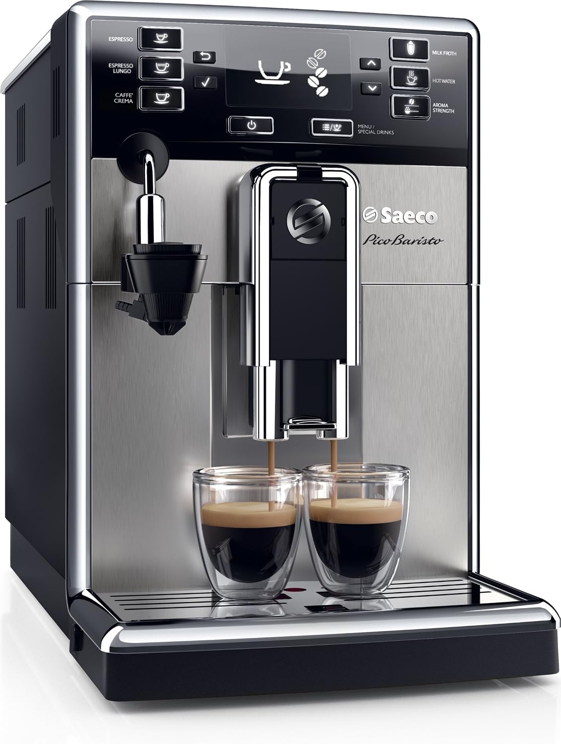 PHILIPS machine à café, Argenté, Saeco HD8924/01 Picobaristo automatique, système Aqua Clean, Mousseur à Lait automatique
