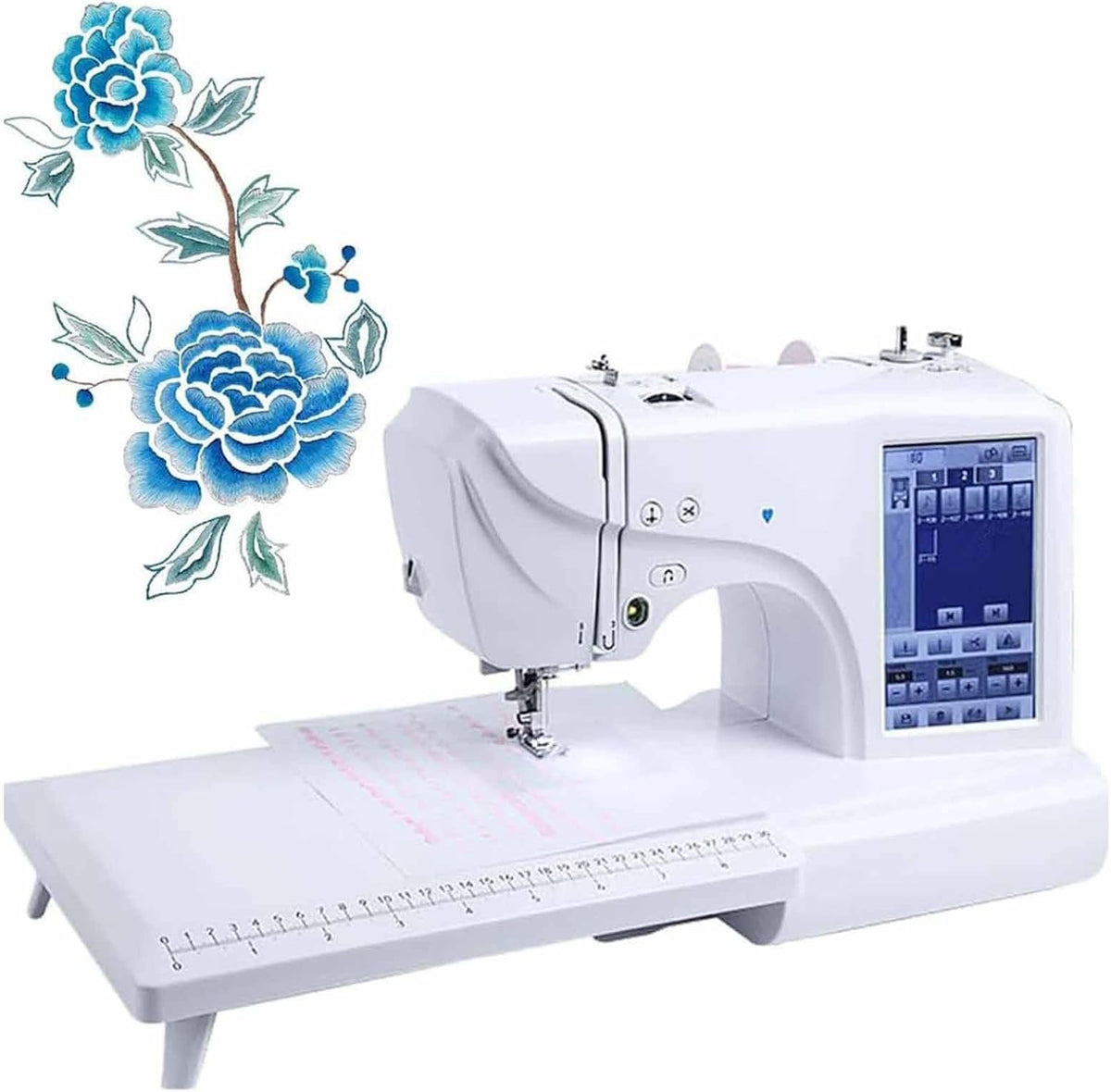 GLETSF machine à coudre, 45 W, Noir, Automatique, Machine à Broder électrique, 158 Motifs intégrés avec Zone de Broderie de 4' x 9