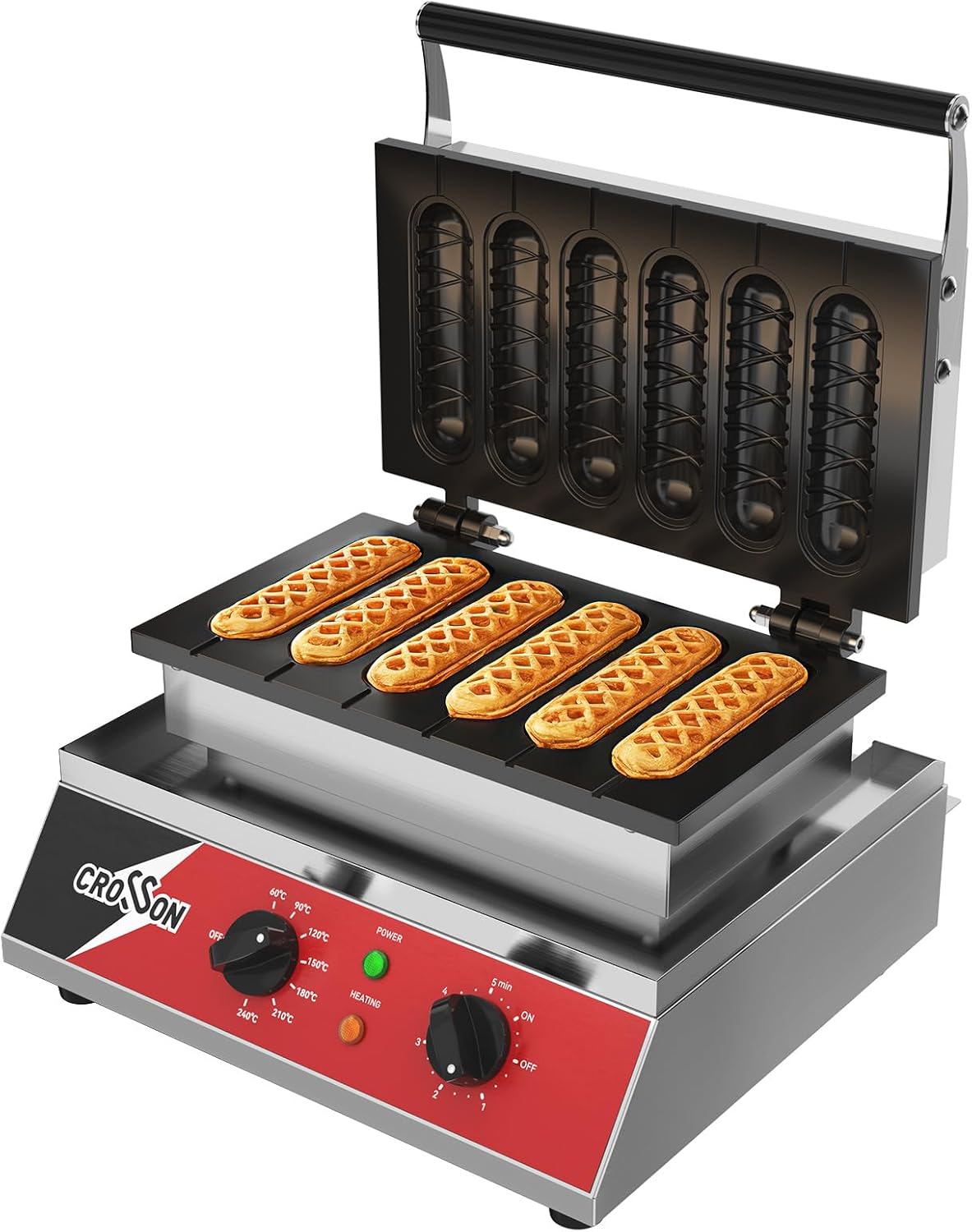 crosson gaufrier, 1600 W, Argenté, Machine à Gaufres Pour Corn Dogs Commerciale