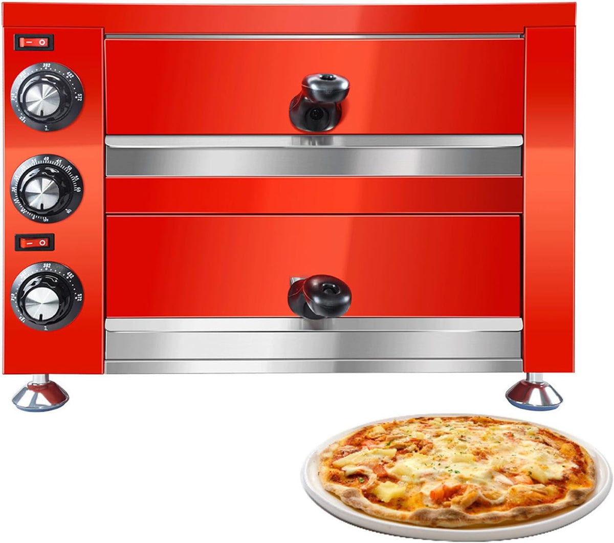 Hydravex four à pizza, 2200 W, 220 V, 12 Pouces, acier inoxydable, Argenté