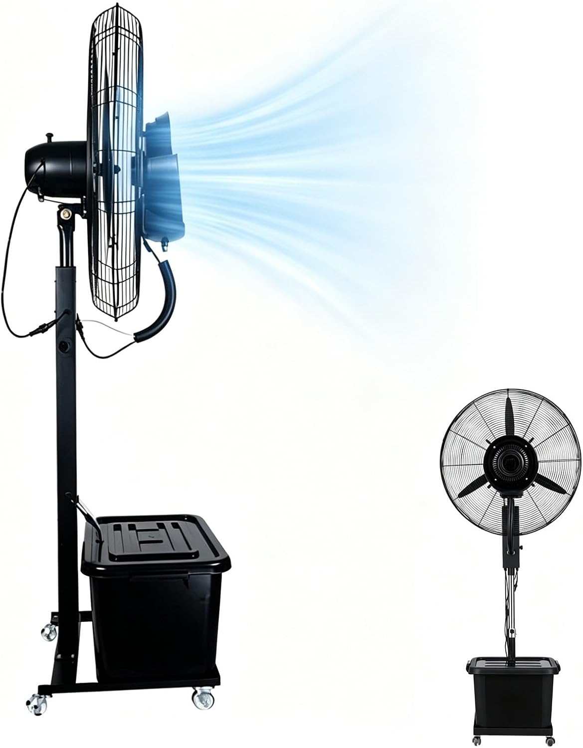 Lsoiup rafraîchisseur d'air, 260 W, 220 V ~ 50/60Hz, 55 dB (min) – 70 dB (max), 42 L, 200 cm, Blanc, Ventilateur Brumisateur sur Pied à Eau