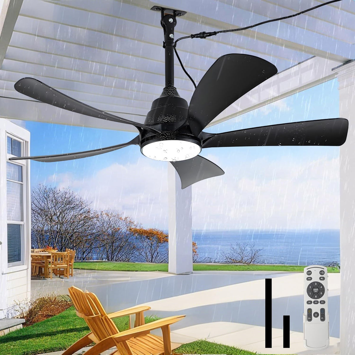 DTSDWA Ventilateurs de plafond avec lampe intégrée, Blanc, terrasse, intérieur et extérieur