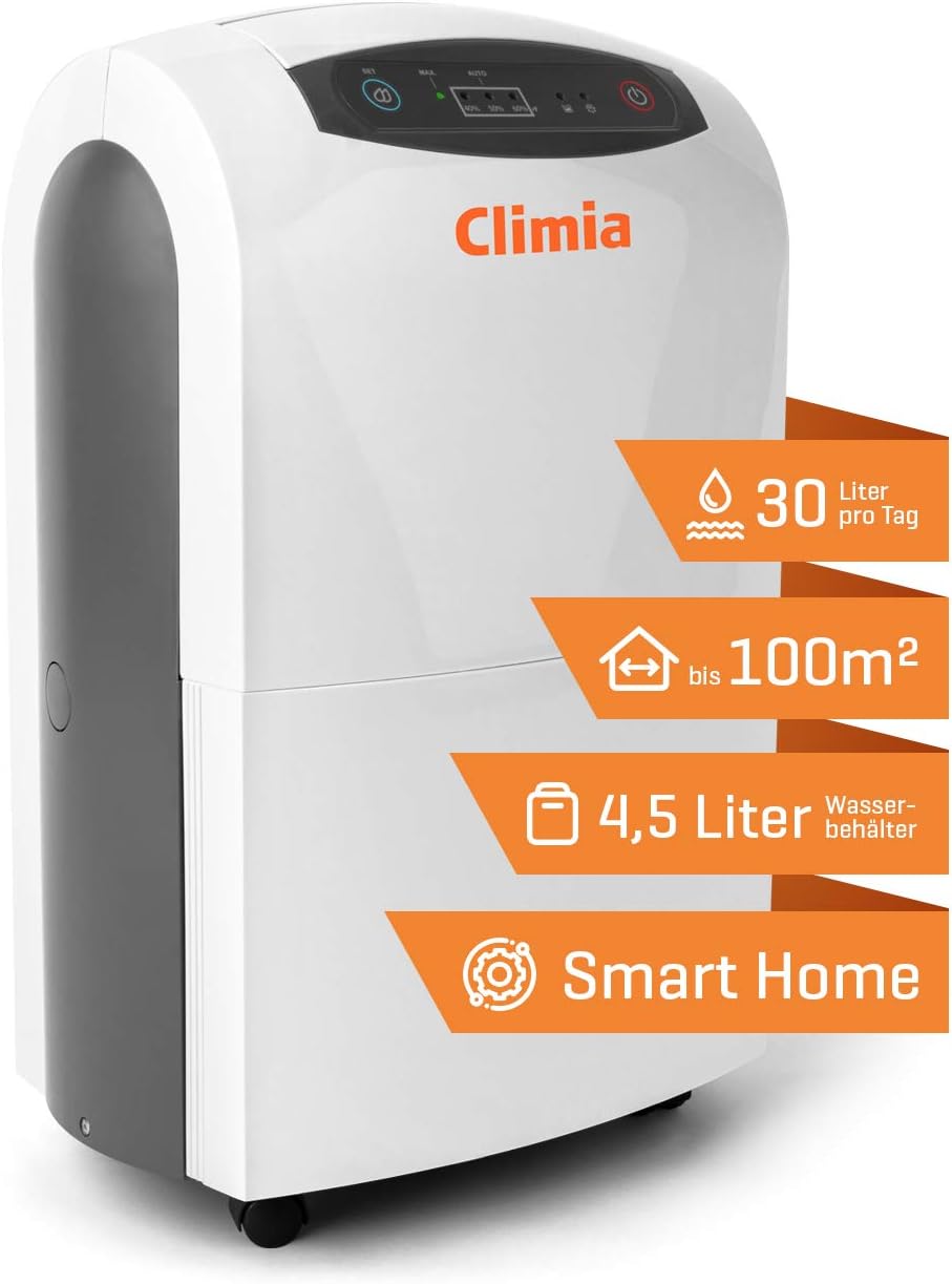Climia déshumidificateur, 30 litres, 235 m, Blanc, CTK 190 - électrique jusqu'à par jour - Déshumidification dans la cave