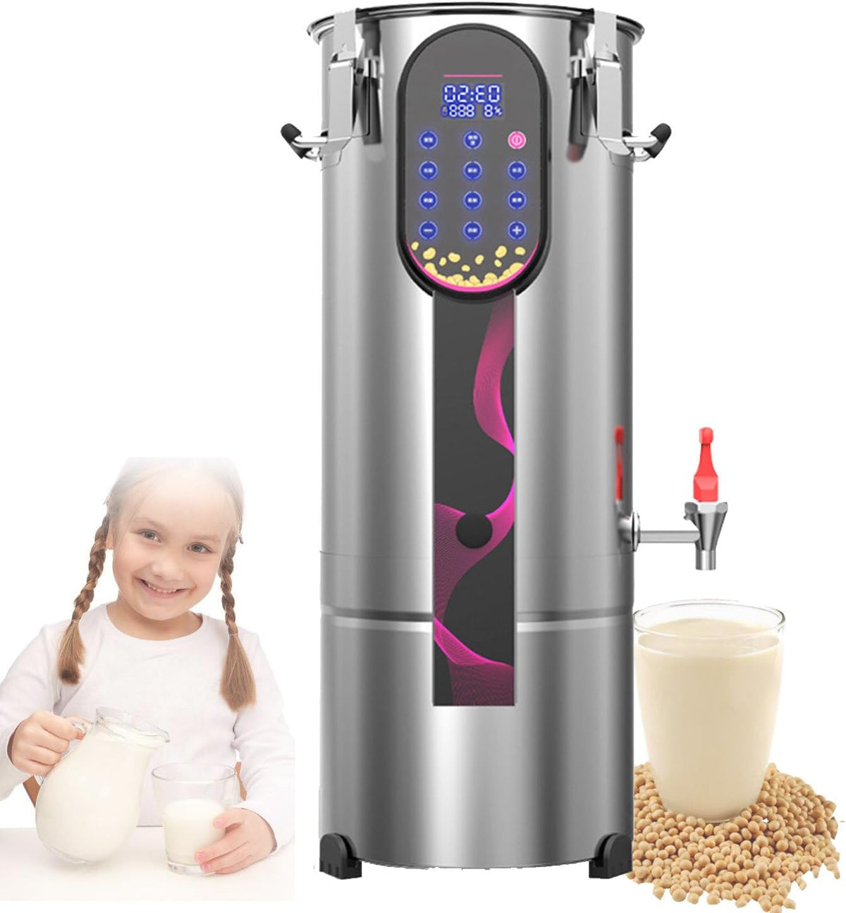 GTANND Mousseurs à lait automatiques, 6 L-11 L, 110/220 V, 18 L, Acier inoxydable 304, Argenté, entièrement Automatique et Intelligente