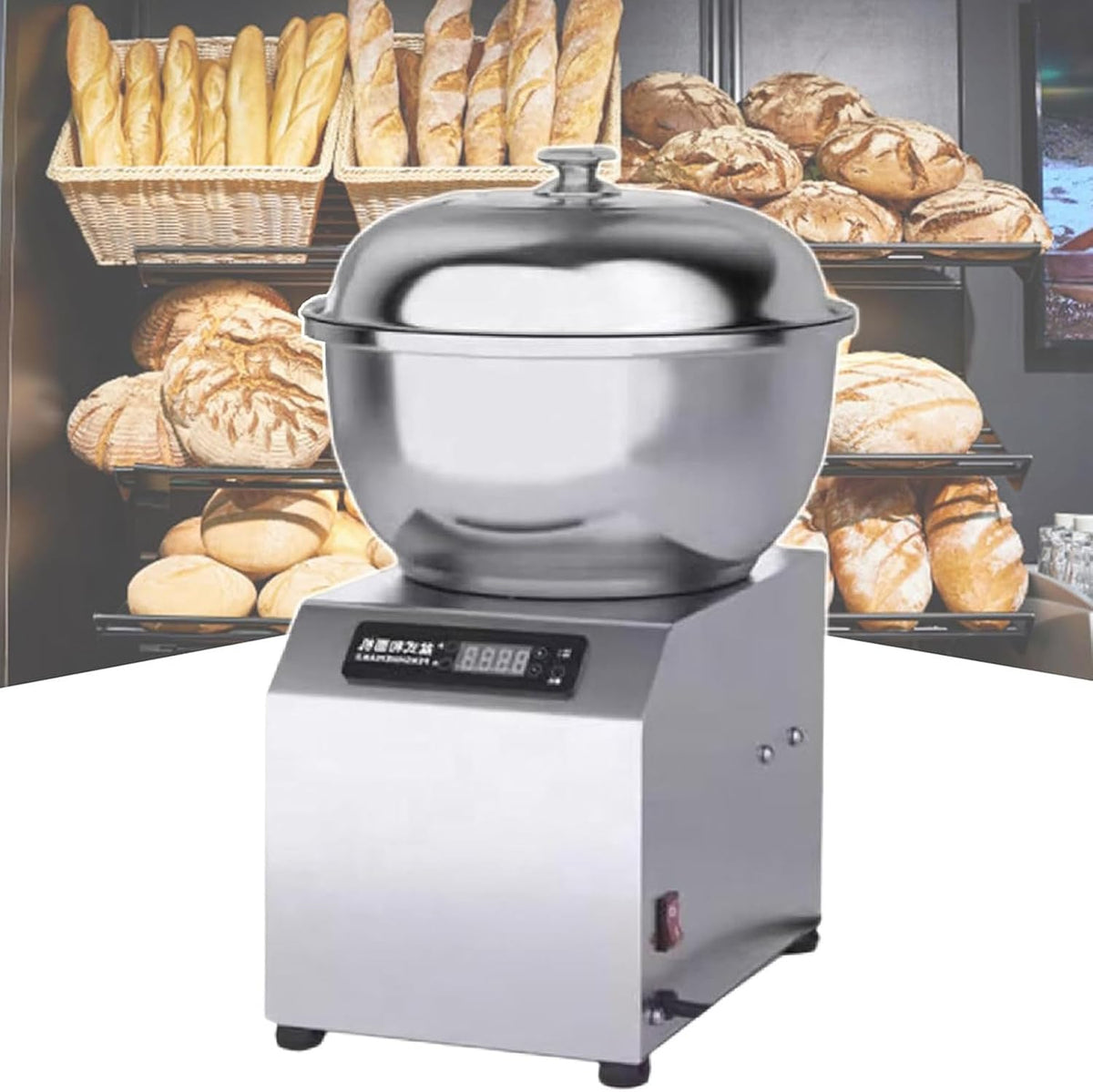 JKJZSALJ robot pâtissier, 5 Kg, Argenté, Professionnel sur Socle, Pétrin Électrique avec Affichage LED Et Minuterie 30 Min
