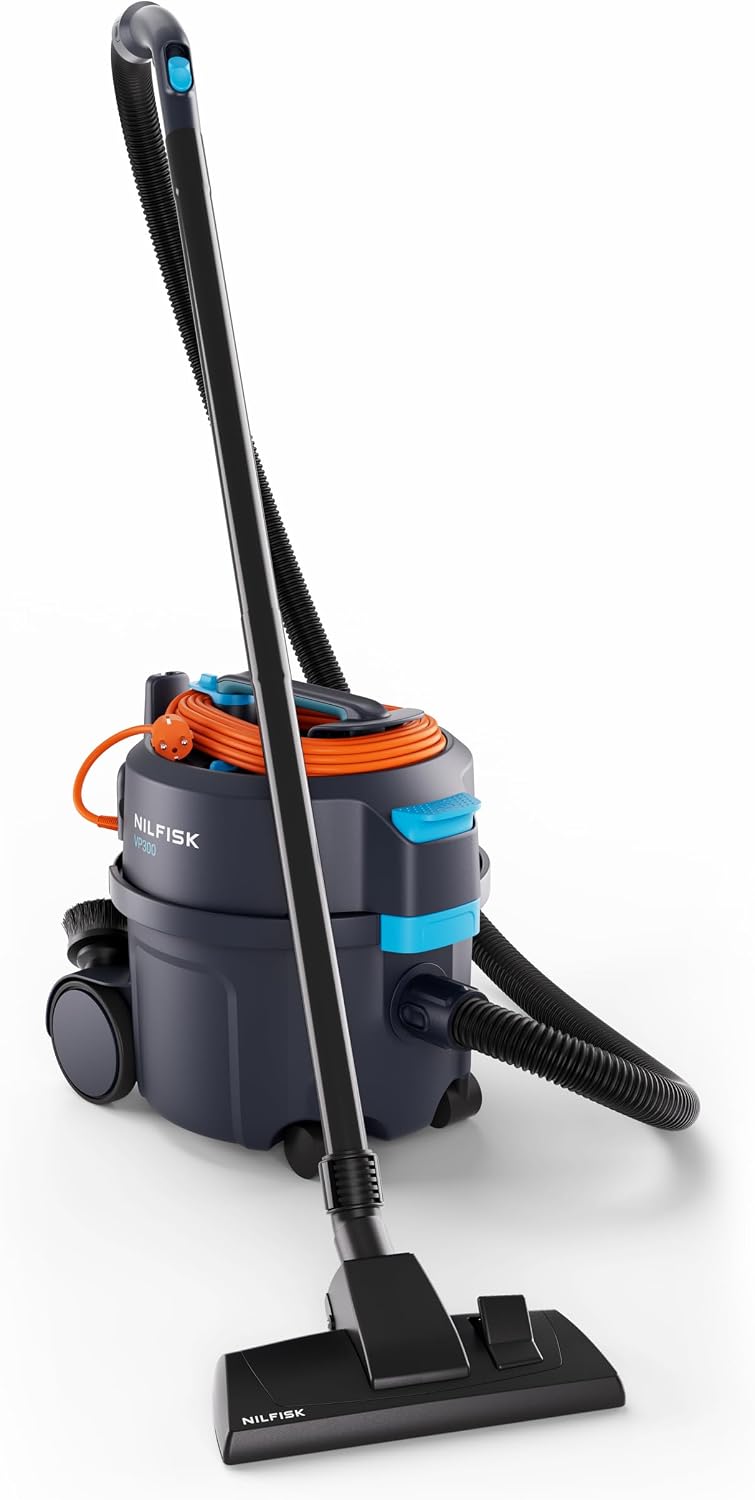 Nilfisk aspirateur eau et poussière, 398 x 340 x 395 cm, 10 l, 4,5 kg, Bleu, Aspirateur Sec VP300 HEPA EC EU - avec Filtre et Buses (Dimensions