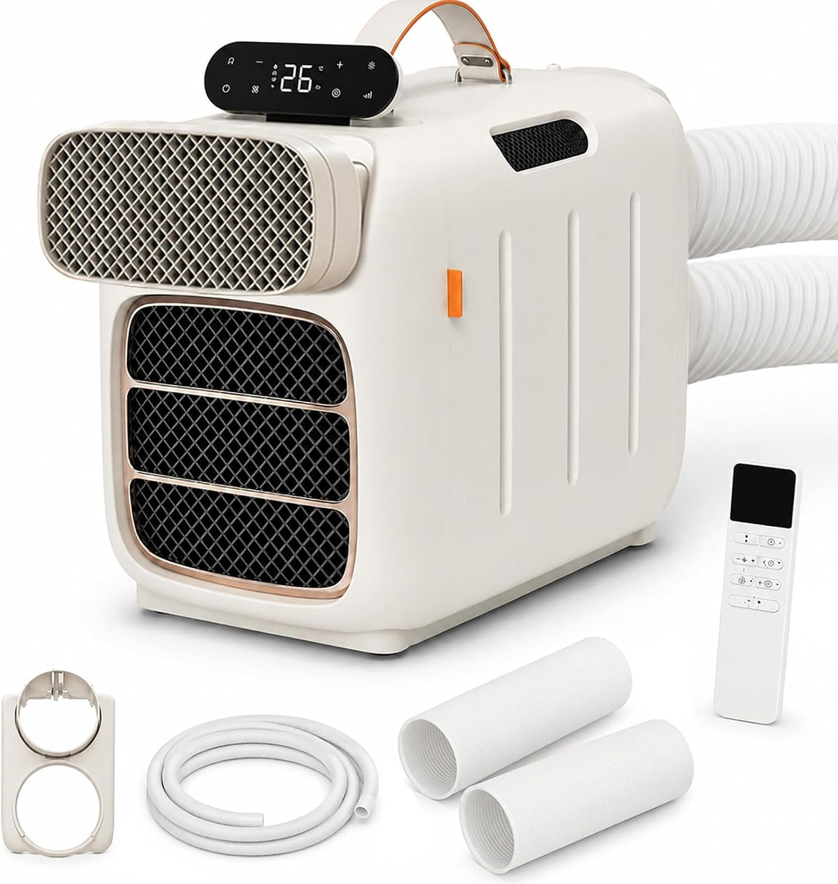 HCAUYNN climatiseur portable, 49 × 26,4 × 33,5 cm, 420 W, 40–45 dB, 1400 W, 45 dB, Blanc, Climatiseur Mobile, Puissance Nominale Cooling+Heating