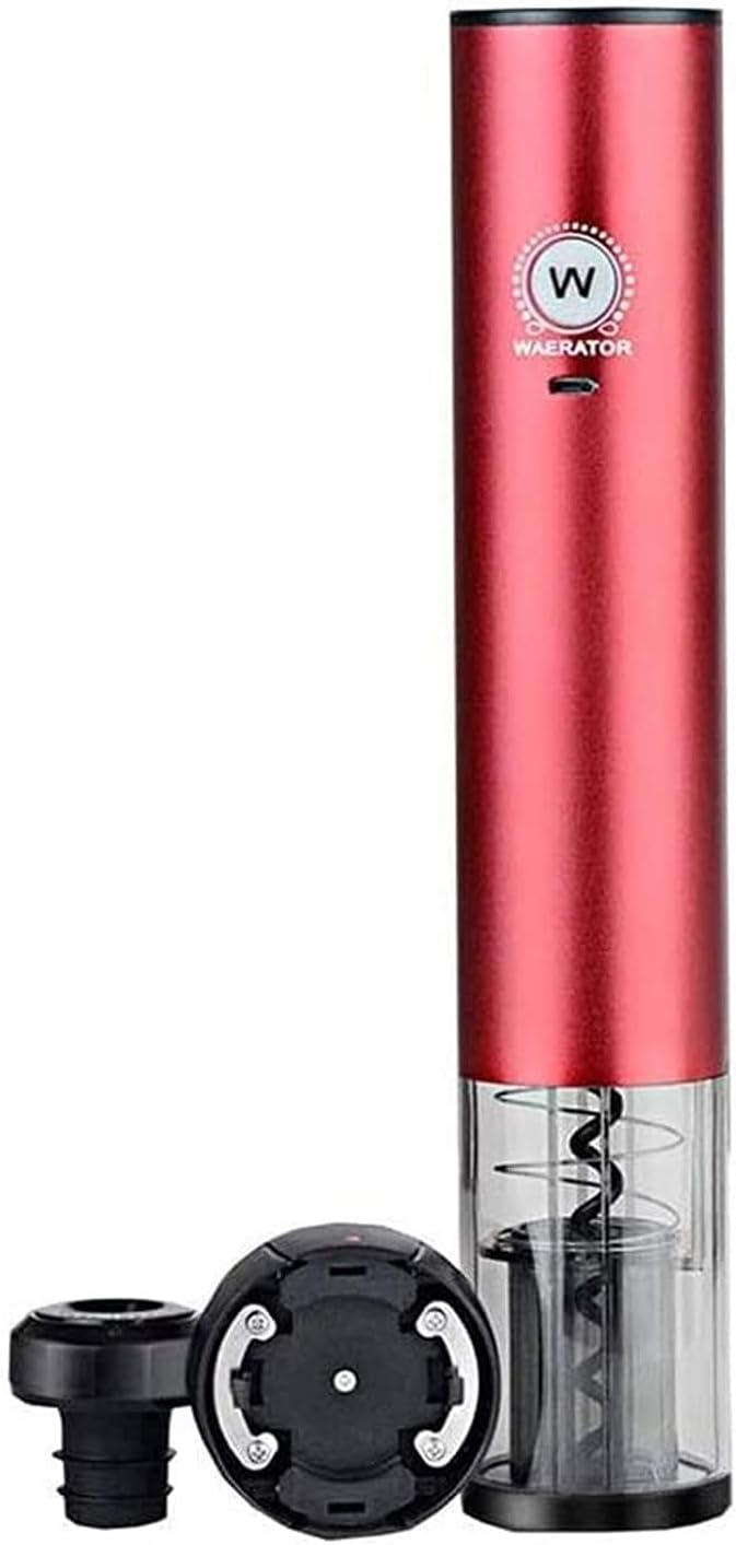 KJdxfhFH Ouvre-bouteilles électriques, Noir, Tire-Bouchon électrique, Rechargeable motorisé avec Bouchon de Coupe-Feuille attaché verseur
