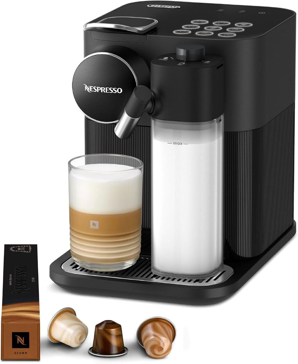 Nespresso machine à café, Noir, Delonghi Gran Lattissima, 19 Bars + Kit de Bienvenue, Design Compact, Expresso