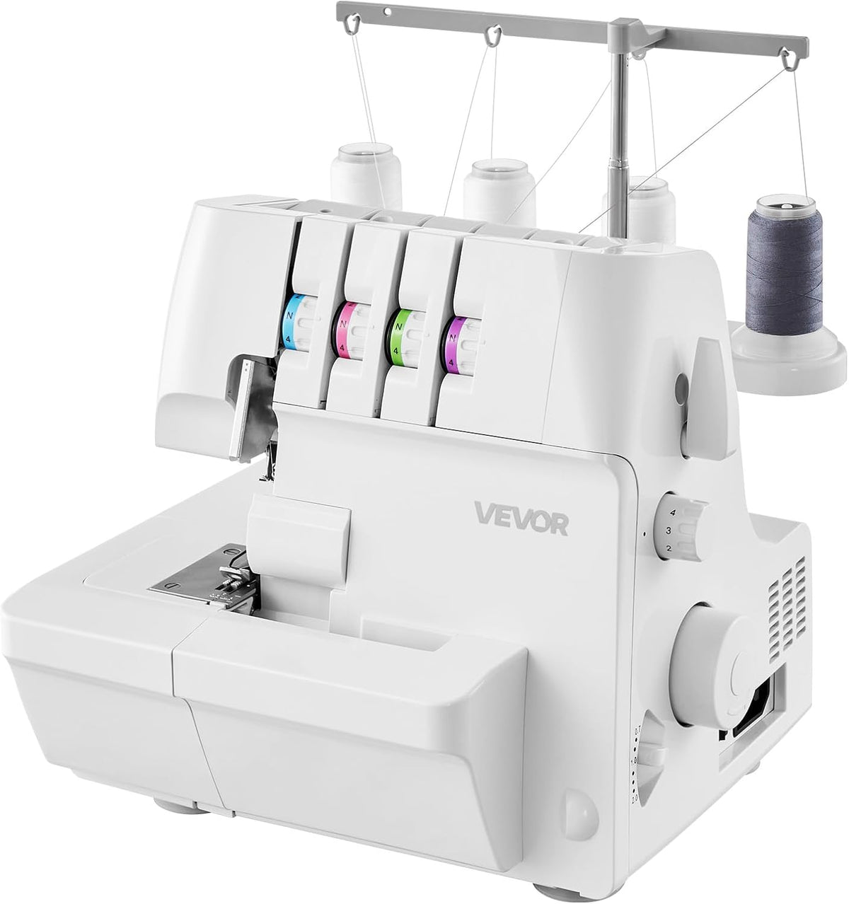 VEVOR surjeteuse, 12,6x11x12,6 pouces / 320x280x320 mm, Blanc, 1250 Points par Minute, Machine à Surjeter Compatibilité 2/3/4 Fils