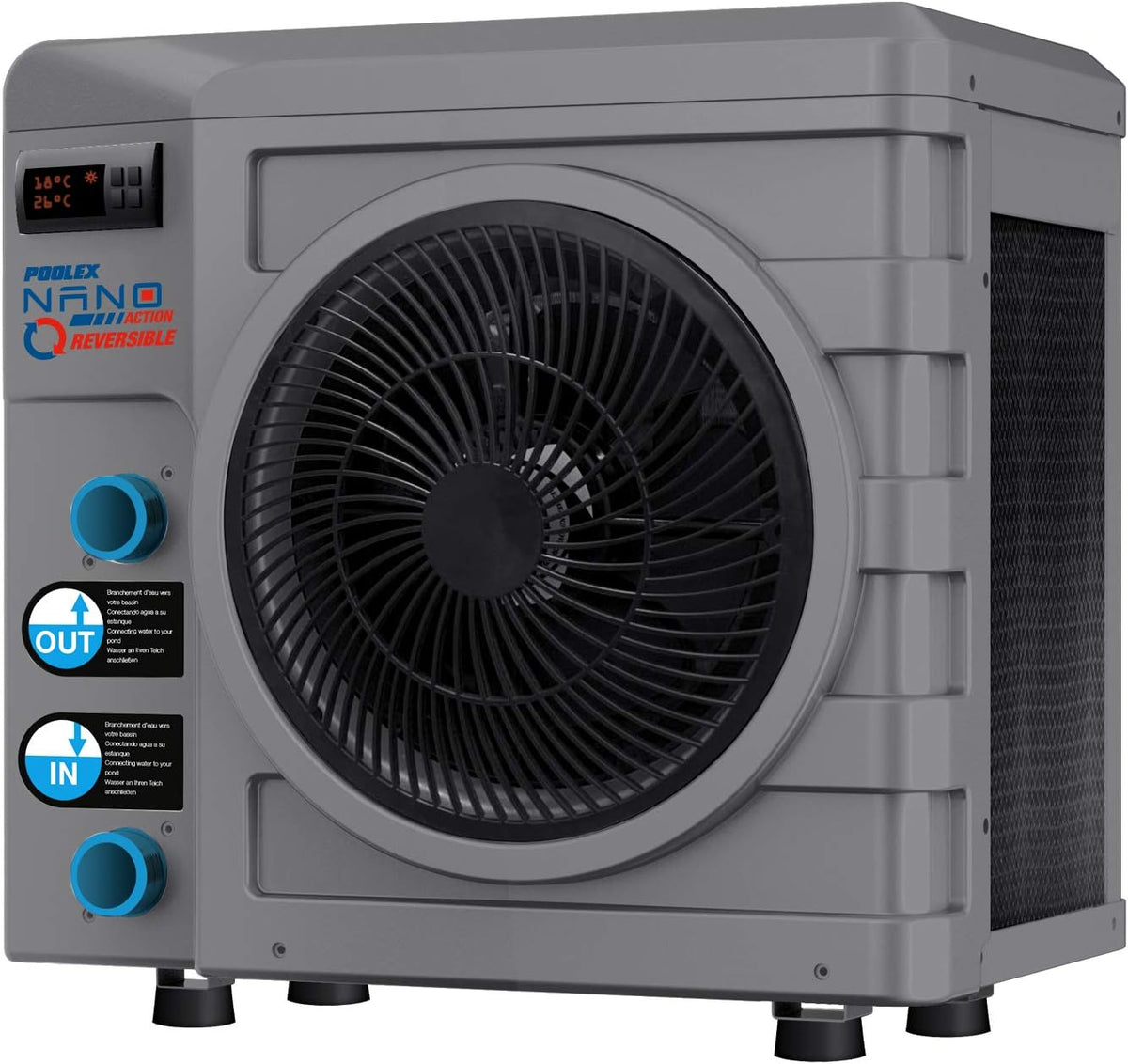 POOLEX Pompes à chaleur pour piscine, 3 W, Noir, Pompe à chaleur réversible Nano Action - pour petits bassins