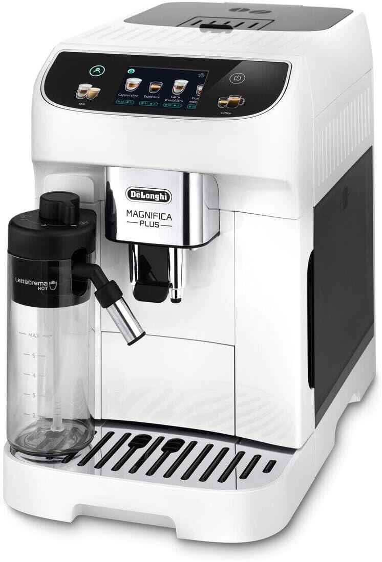 De'Longhi machine à café, Blanc, Magnifica Plus ECAM320.60.W, Automatique avec LatteCrema Chaud pour Cappuccino