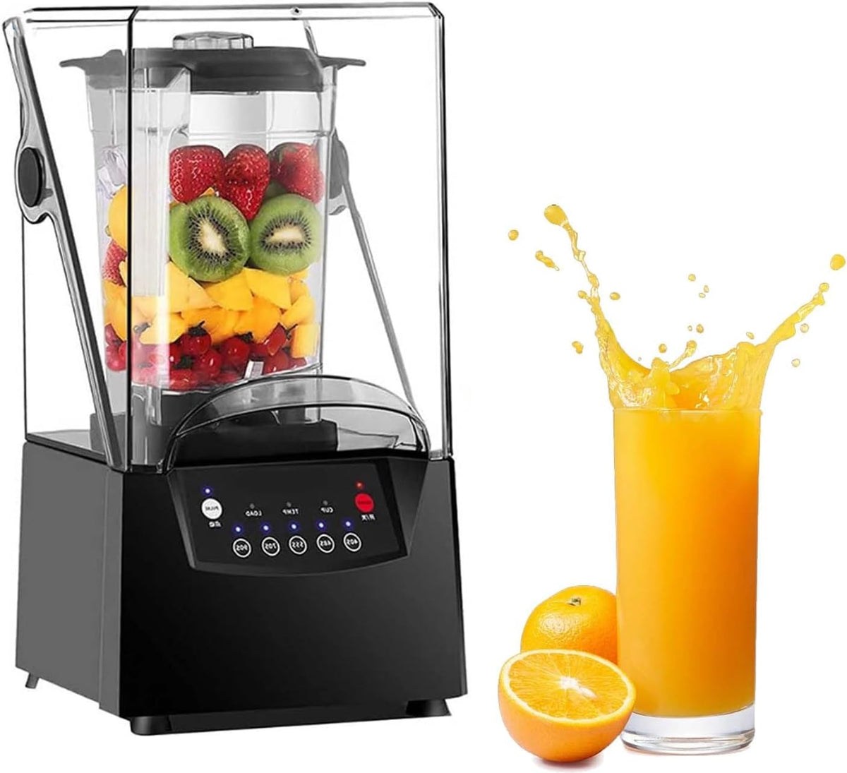 zhenmaster blender, 20x21x58 cm, 2 L (1800 ml), 2200 W, 110 V/220 V, 50Hz, 2 L, Argenté, professionnel insonorisé