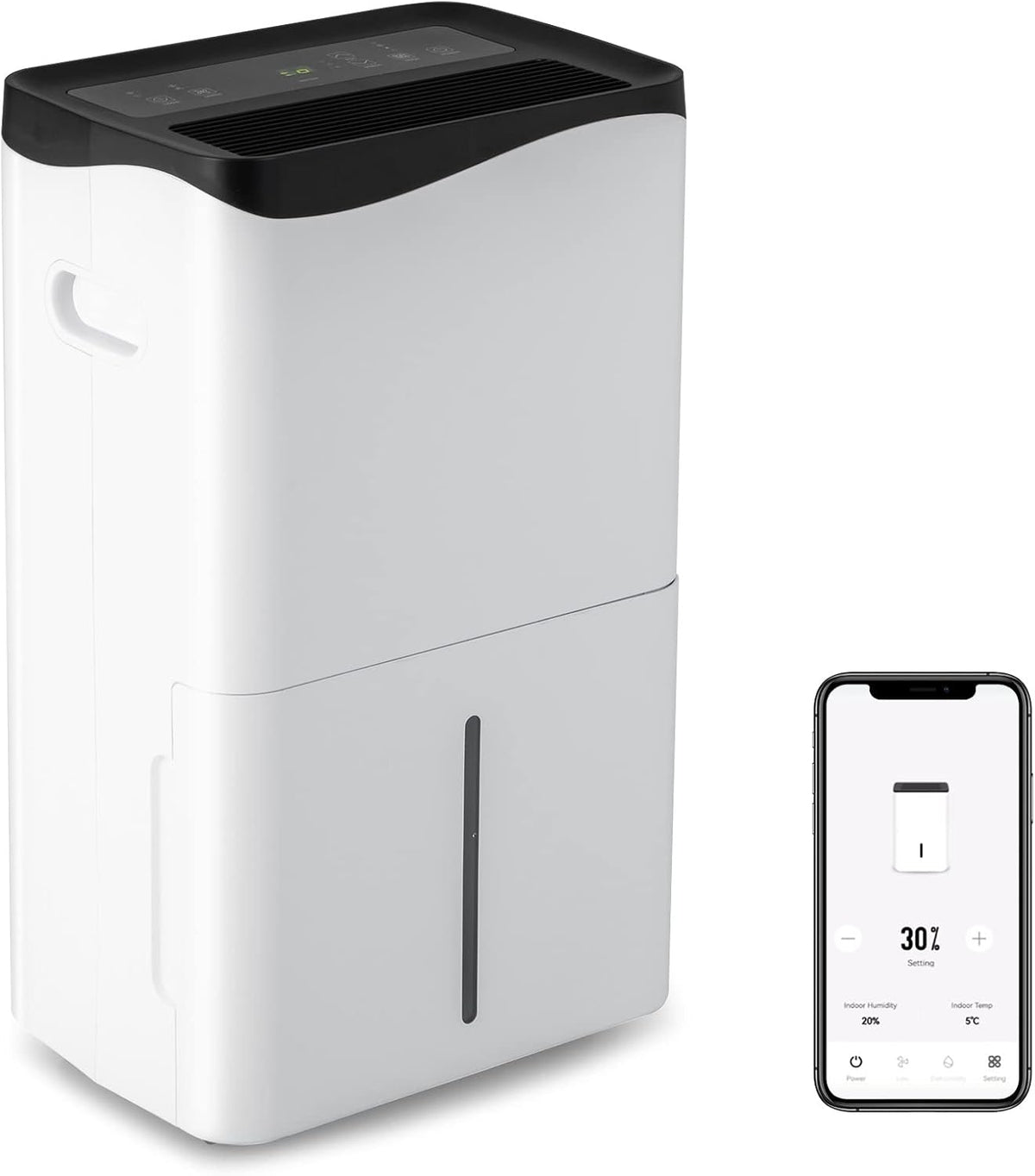 GOPLUS déshumidificateur, 50 L, 60 m, 5 L, Blanc, Deshumidificateur d air /Jour Portable avec Roues pour Chambre