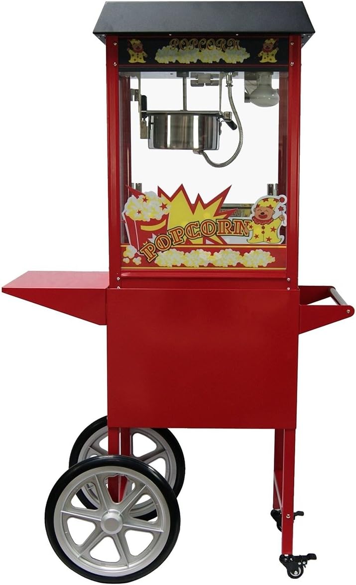 GT Catering Appareils à popcorn, Noir, Machine à pop-corn professionnelle avec chariot