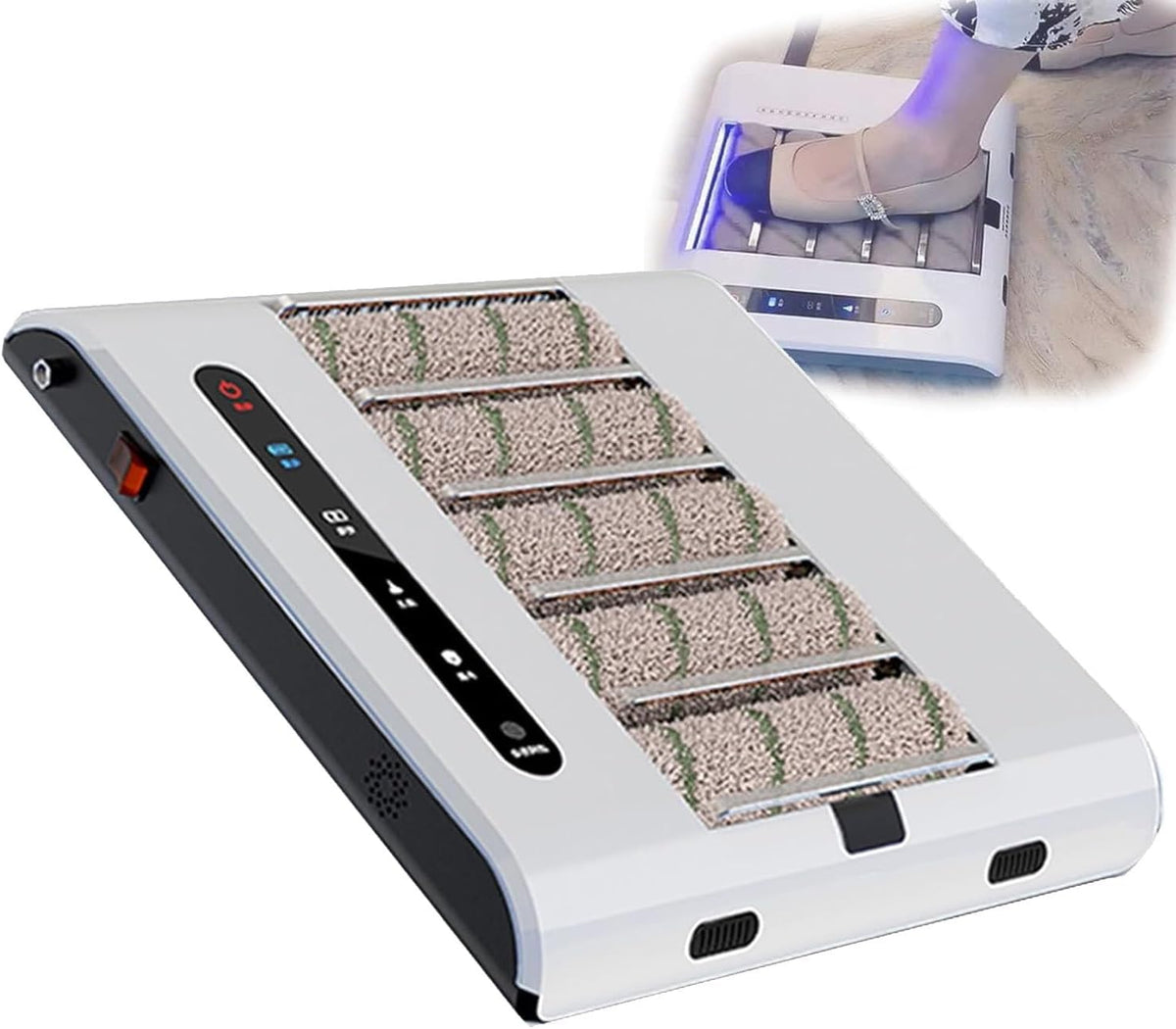Nettoyeur Produits nettoyants pour chaussures, 350 x 353 x 53 mm., 12 V., 55–55 dB Vitesse : 260 tr/min., 260 tr/min, matériau polymère ABS., Noir