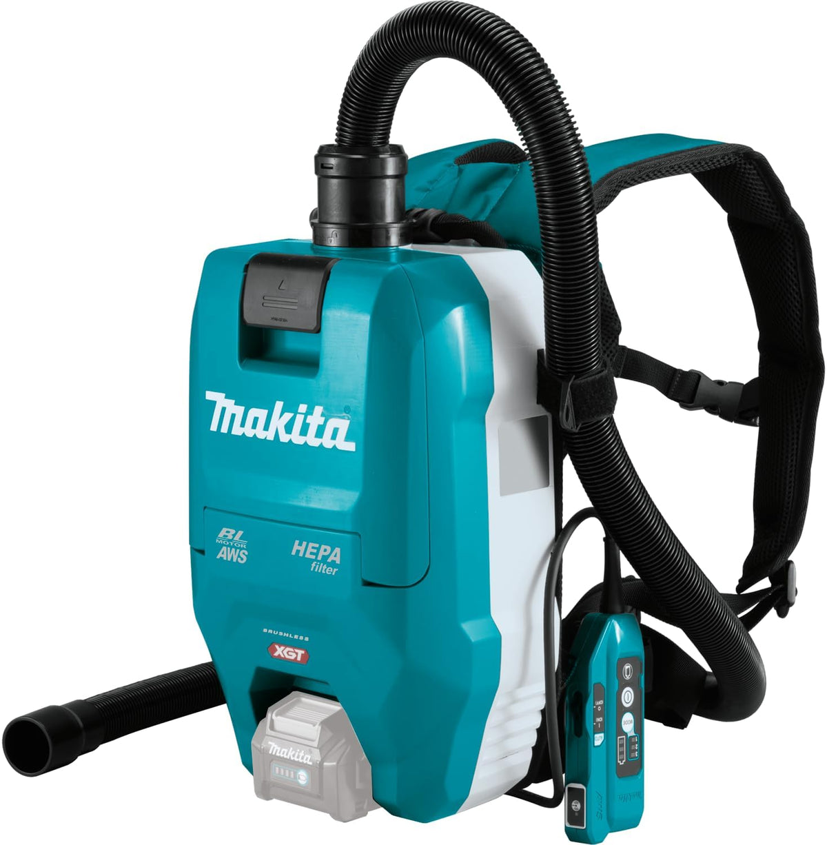 Makita Aspirateurs balais et balais électriques, 40 V, Noir, VC009GZ01 Aspirateur à Dos sans Fil Max. avec AWS (sans Batterie