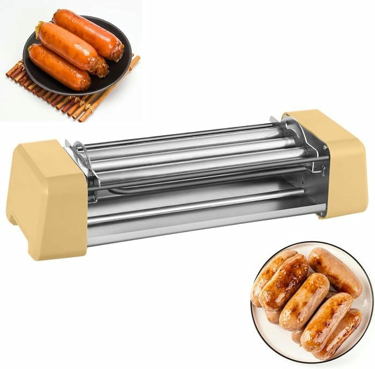 SaryEdge Petit électroménager, 40 x 18 x 10 cm, 500 W, 220 V-240 V, Argenté, Machine à Hot-Dogs grillée, Cuisine et Restaurant