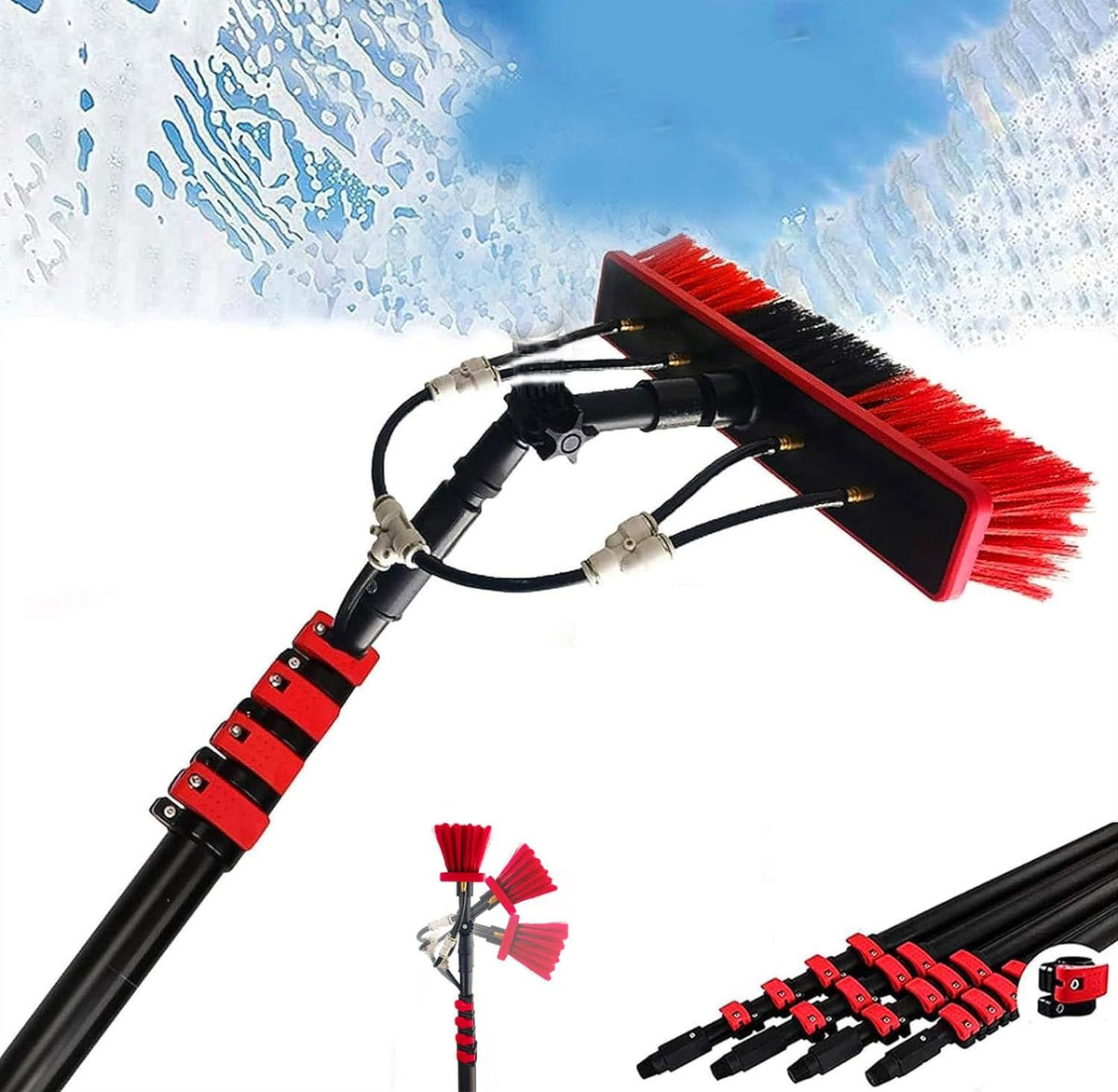 QWdfgS Aspirateurs pour fenêtres, 10,8 m, 35 cm, Noir, nettoyeur de panneaux solaires