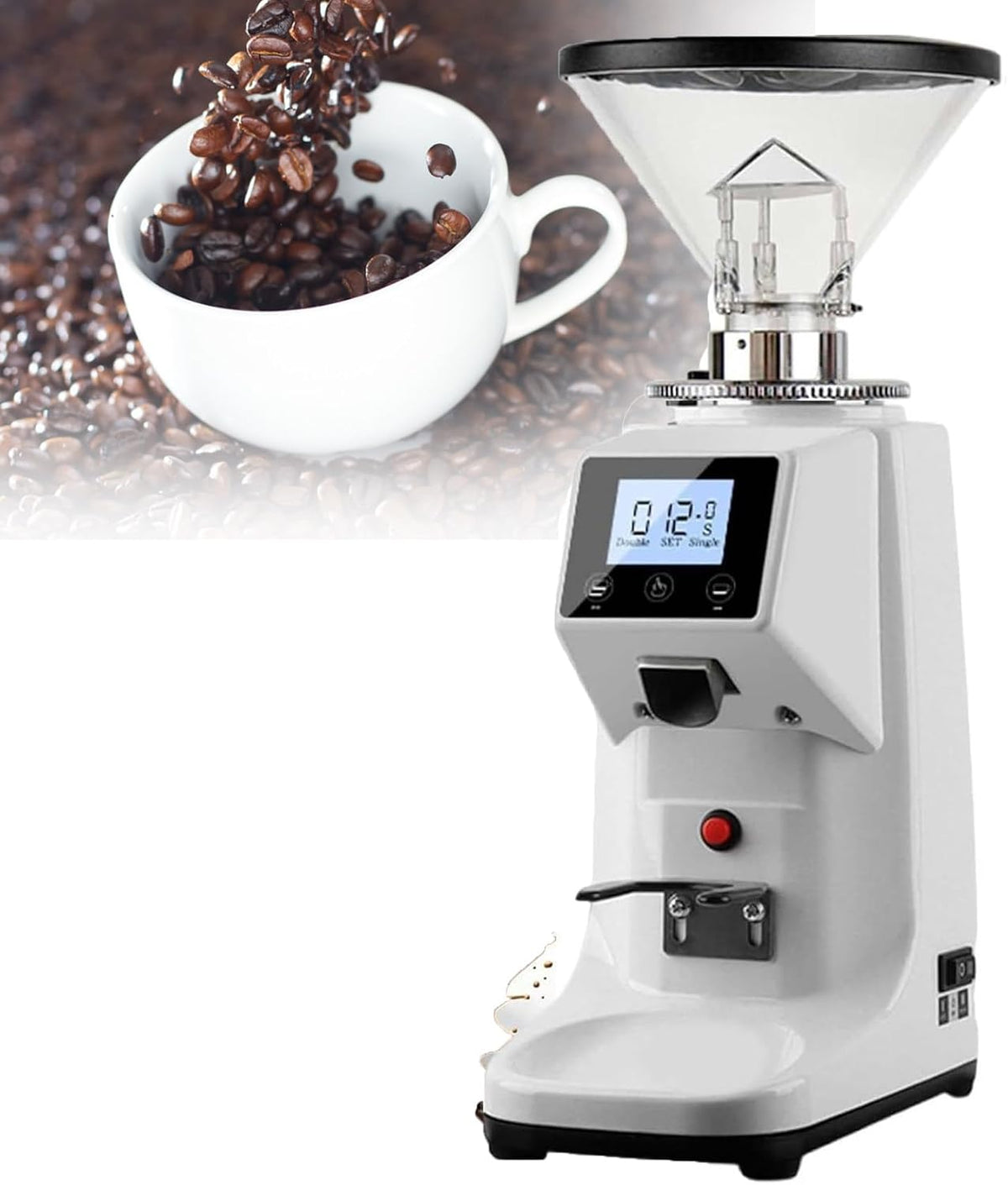 JKJZSALJ broyeur, 1500 G, Blanc, Moulin À Café Professionnel, Électrique À Grains De Café Avec 19 Réglages De Finesse
