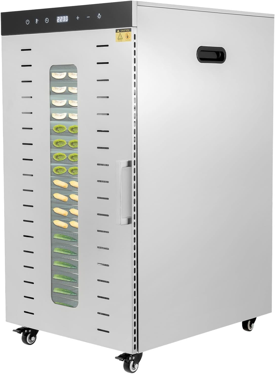 Déshydrateur déshydrateur alimentaire, 46,55788 cm / 18,3122,4434,65 pouces, 1700 W, ≤ 48 dB, Argent, Minuterie 24 H