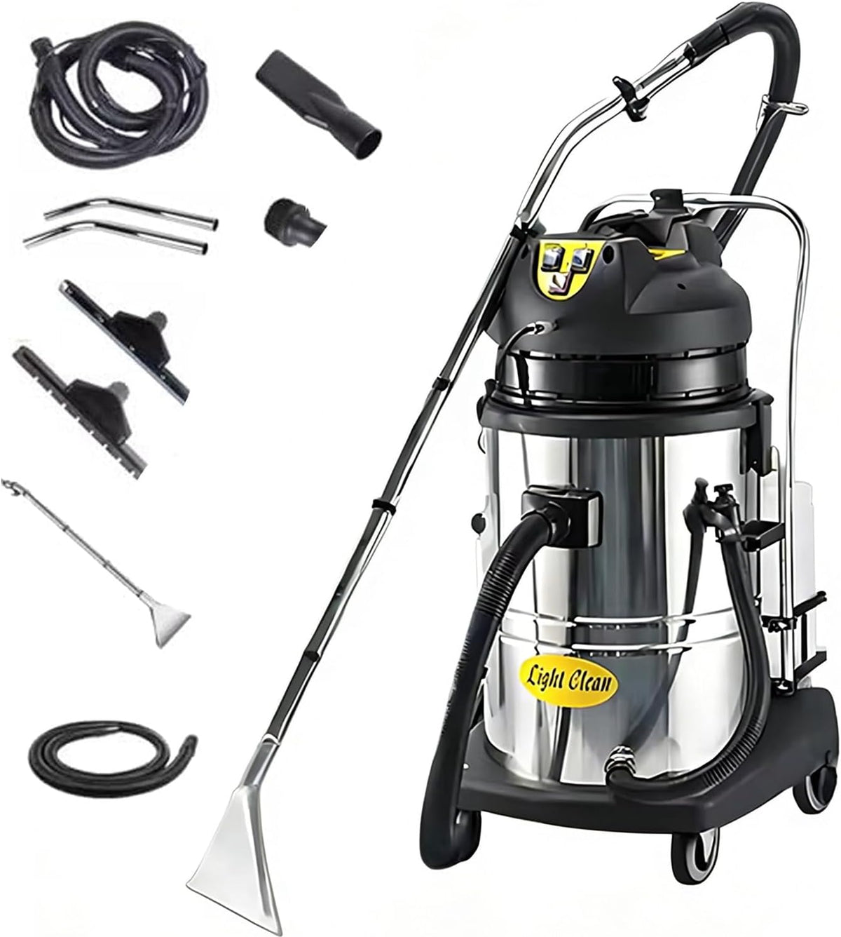 Qiang aspirateur eau et poussière, 60 L, Noir, Machine de Nettoyage de Tapis Industrielle, à Haut Débit, Double Réservoir