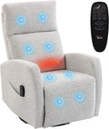 HOMCOM Fauteuils relaxants, Gris, Fauteuil Inclinable de Massage et Chauffage Pivotant 360° Crème
