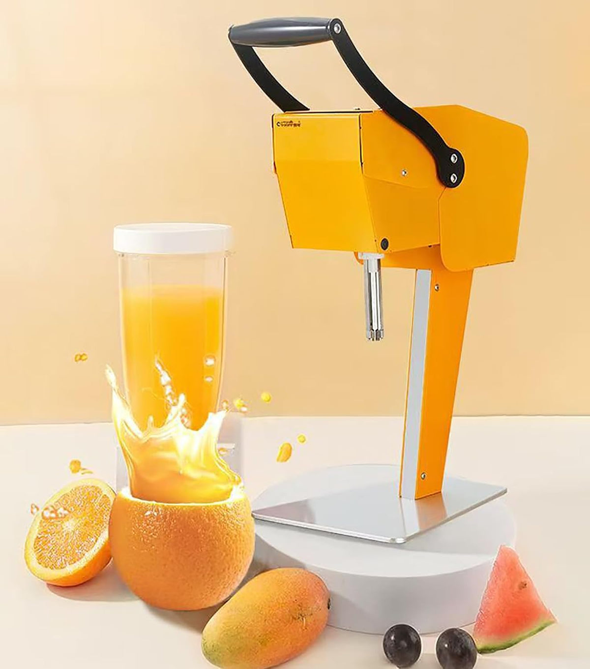 PAMZV presse-agrumes, 205 x 285 x 565 mm, 72 W, 120 Mm, Noir, Extracteur De Jus Professionnel, Automatique avec Vide-Pomme Et Doubles Lames