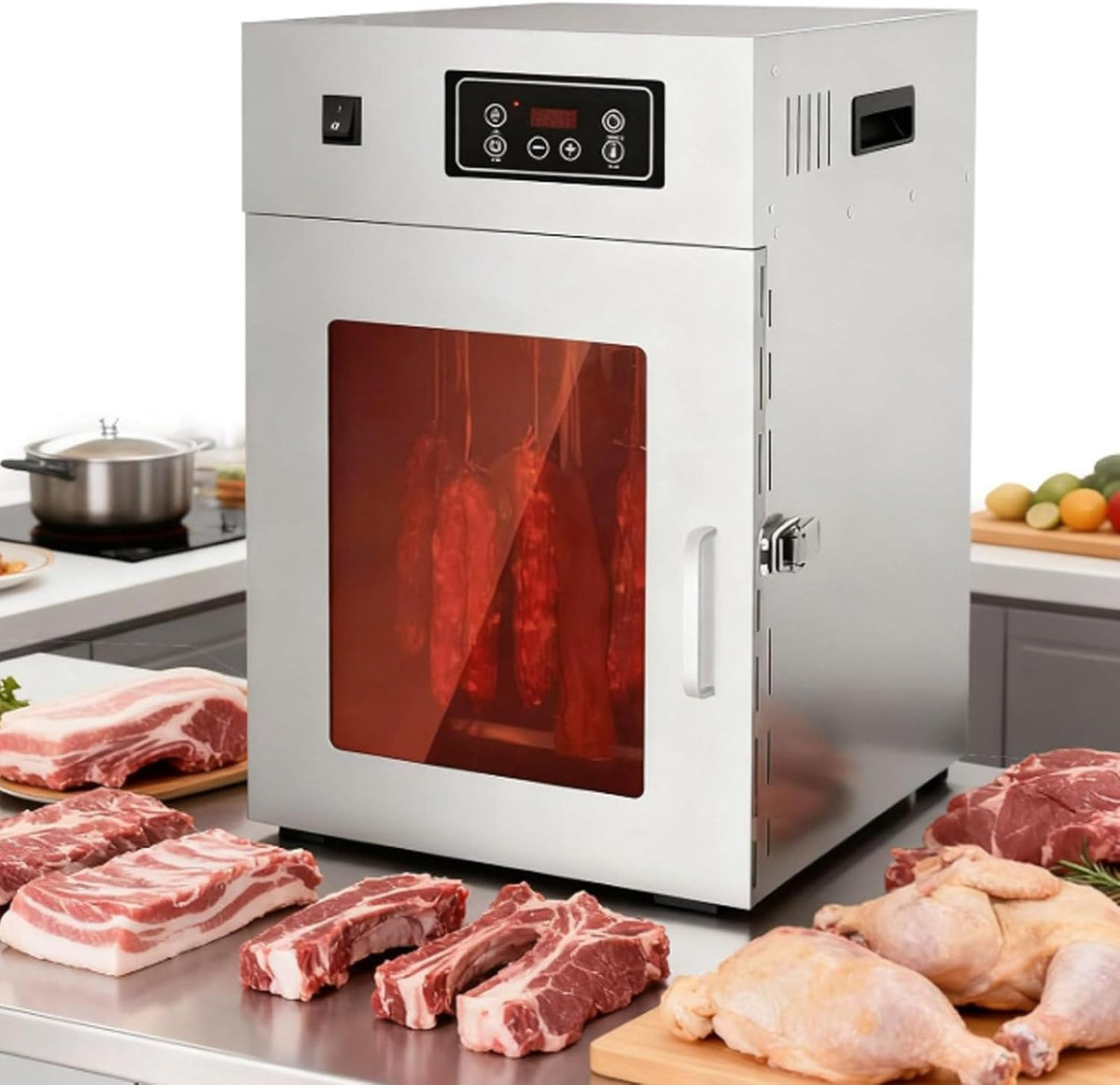 Cashwise déshydrateur alimentaire, 340 x 400 x 550 mm, 800 W, 220-240 V, Acier inoxydable de qualité alimentaire, Argenté
