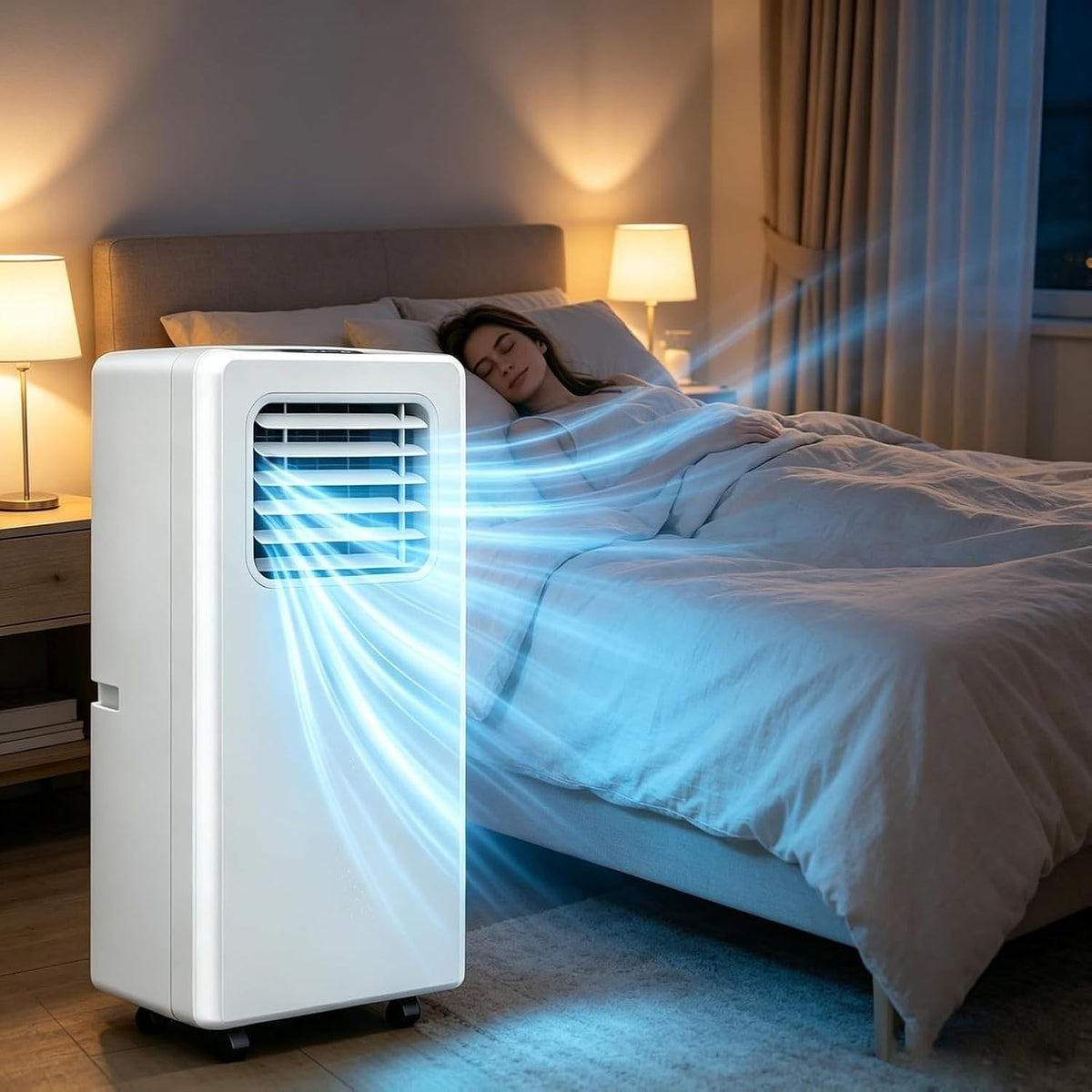 Faozhuo climatiseur portable, 8500 BTU, 8500 BTU, Blanc, Climatiseur Mobile Autoportant, Rafraîchisseur d'air Portable avec Évacuation Zéro