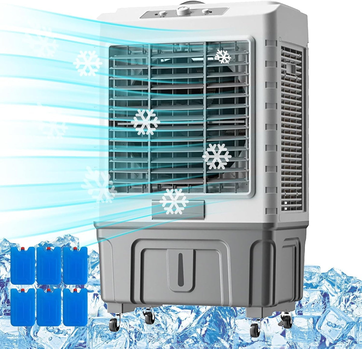 Refroidisseur rafraîchisseur d'air, 50 L, 55 L, Blanc, d'air évaporatif Commercial 3 en 1, Grand réservoir de /
