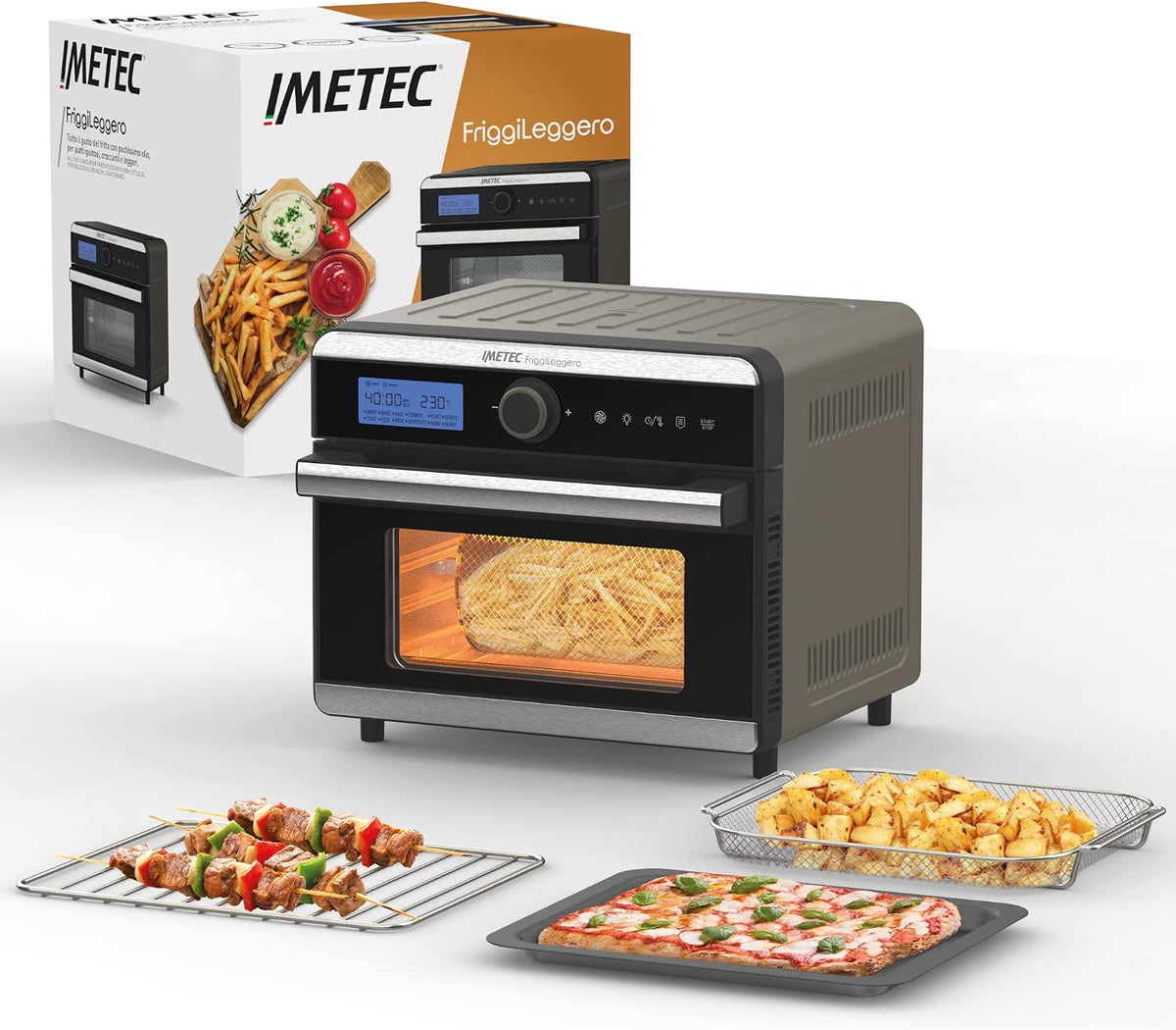 Imetec friteuse à air chaud, 18 L, 1550 W, Noir, Friggileggero, Friteuse à Air Multifonctions 12 Programmes