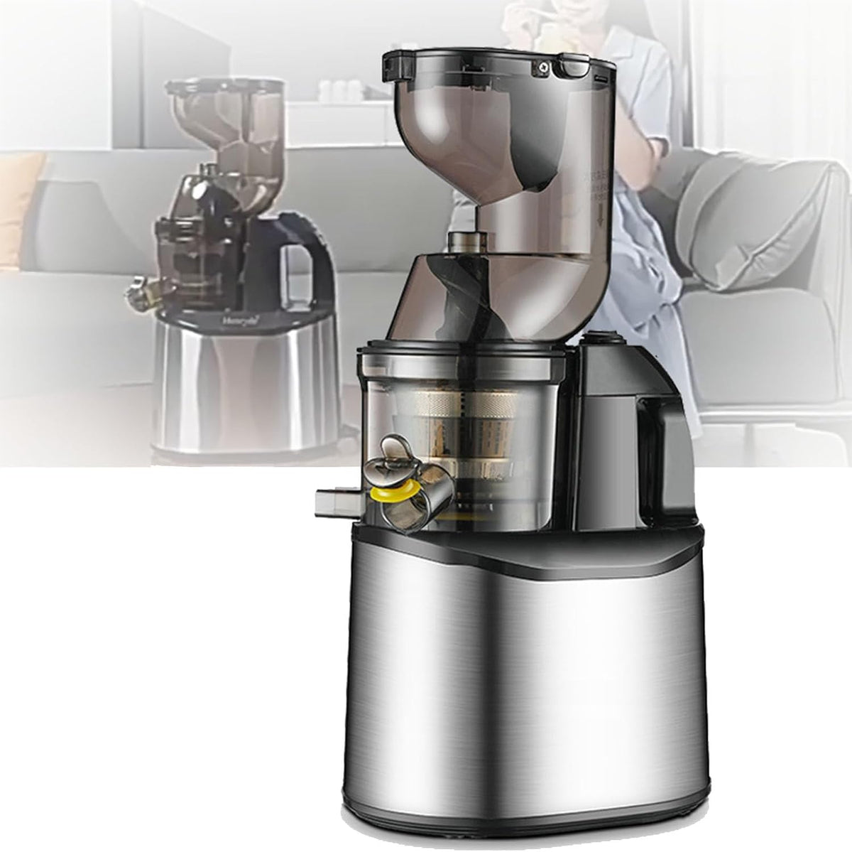ylpddmm centrifugeuse, 350 W, 110 V/220 V, 80 mm, acier inoxydable, argent, Jus Whole Slow Juicer, Extracteur de Jus de Fruits et légumes