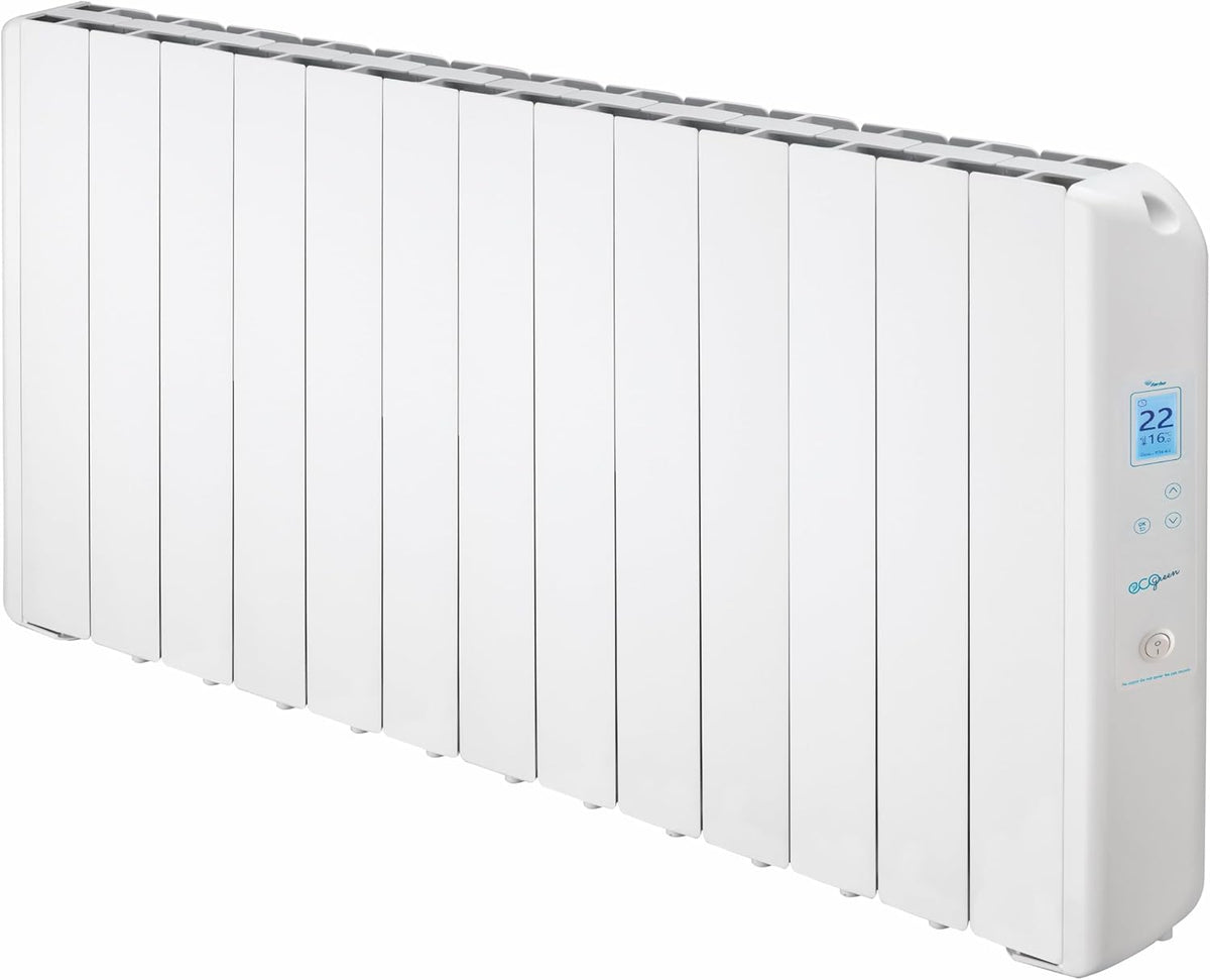 farho Radiateurs électriques, 1430 W, Vert/Blanc, Radiateur Électrique Eco Green WiFi, 13 Éléments, Émetteur Thermique à Inertie Fluide