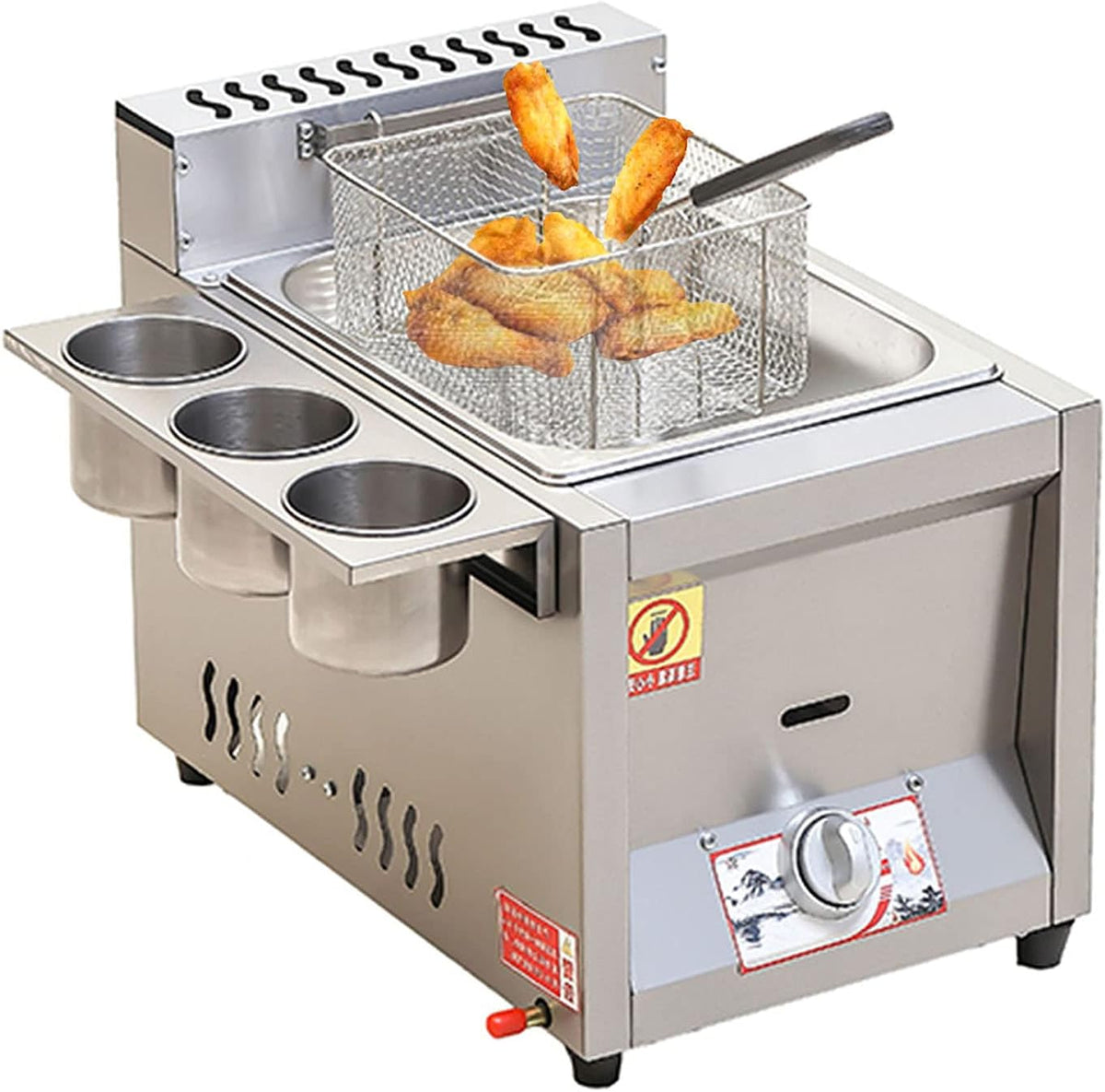 Friteuse Friteuses, Argenté, à graisse profonde en acier inoxydable avec panier amovible, contrôle de la température autonome