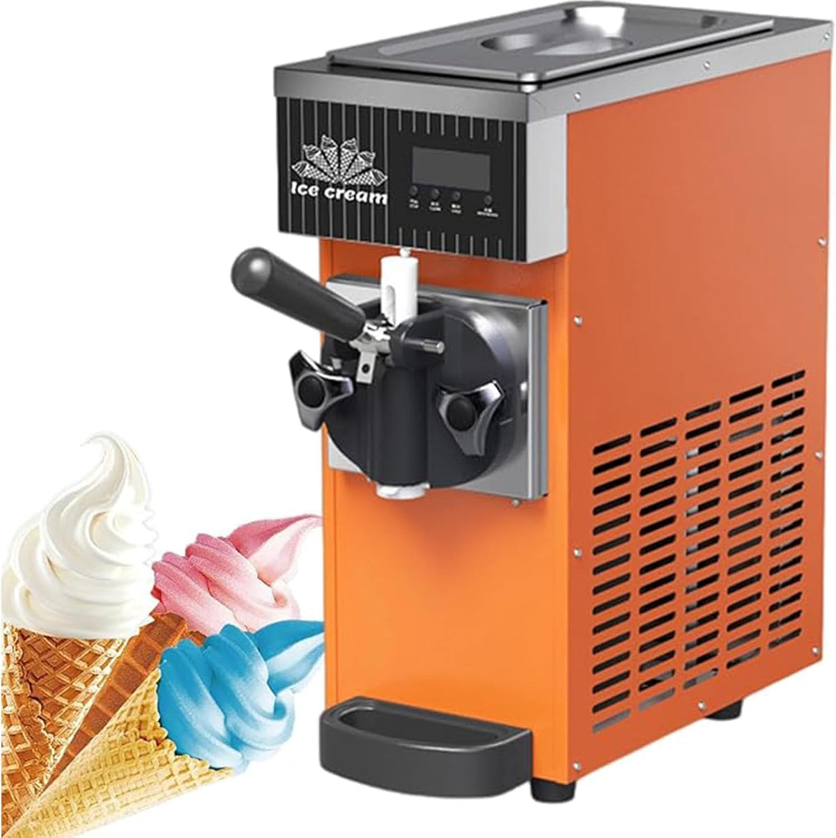 LJLYYDS sorbetière, 20 × 40 × 51 Cm, Acier Inoxydable, Orange, Machine à glace professionnelle, comptoir, machine à glace à l'italienne mono-parfum