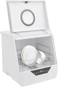RjcdOPL Lave-vaisselles compacts, Blanc, Mini Lave-vaisselle de Table, Nettoyage Profond à 360°, 4 Programmes (Intensif/Standard/Rapide/Fruits)