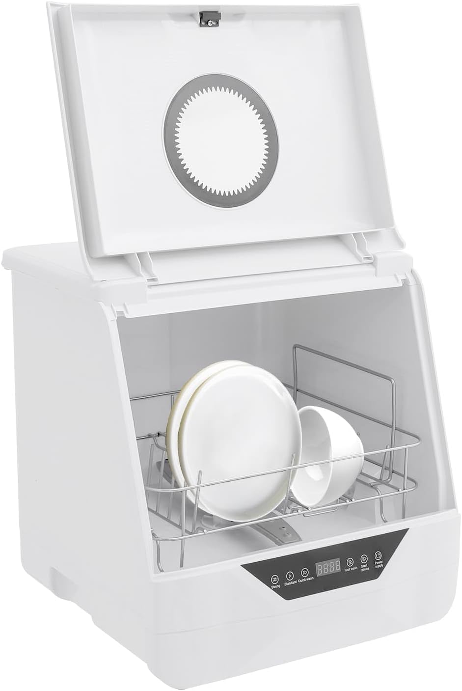 RjcdOPL Lave-vaisselles compacts, Blanc, Mini Lave-vaisselle de Table, Nettoyage Profond à 360°, 4 Programmes (Intensif/Standard/Rapide/Fruits)