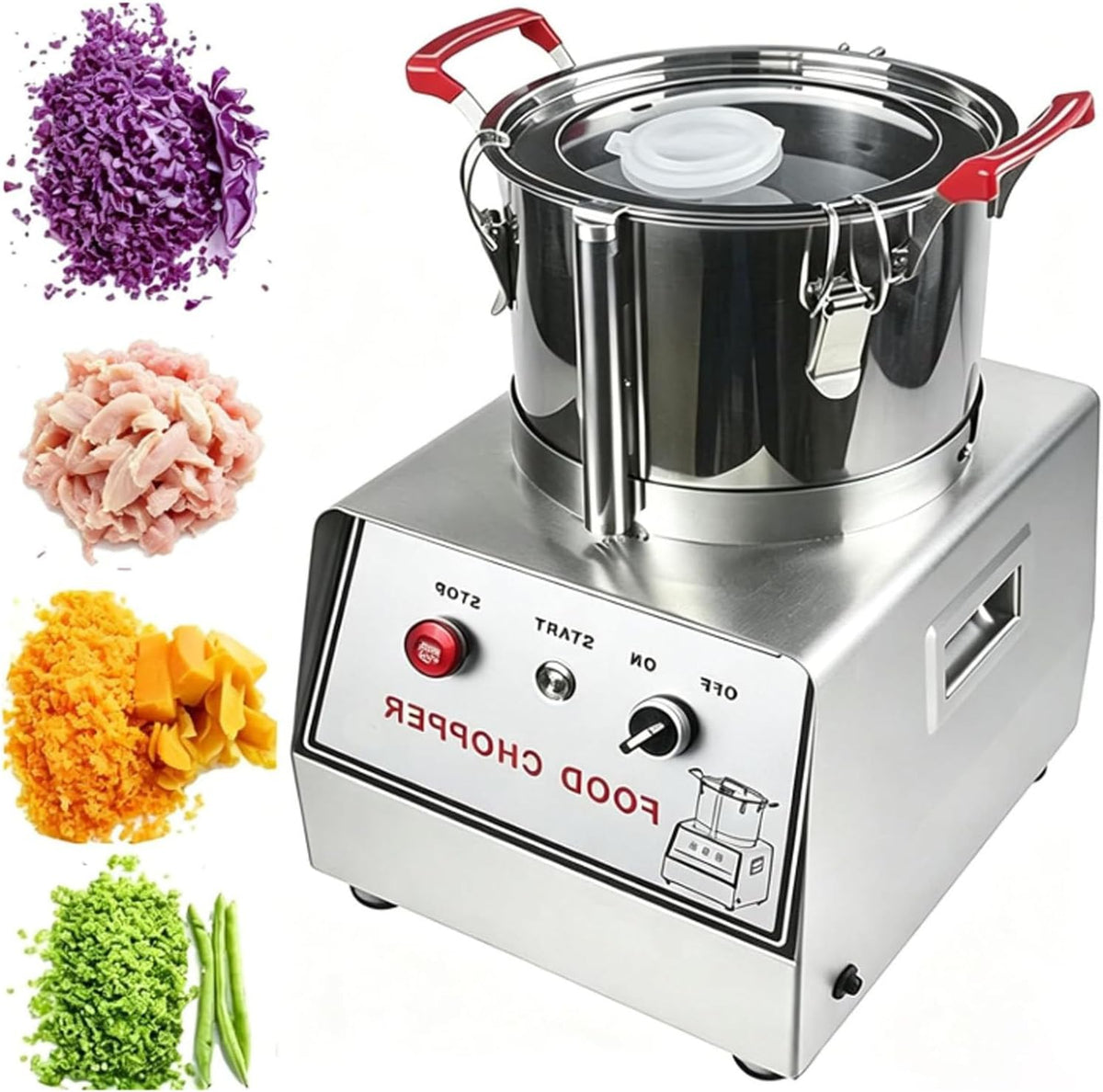 Oiyekntd Mandolines, 7 L, Argenté, Hachoir à légumes électrique professionnel avec lames en forme de S, robot culinaire robuste