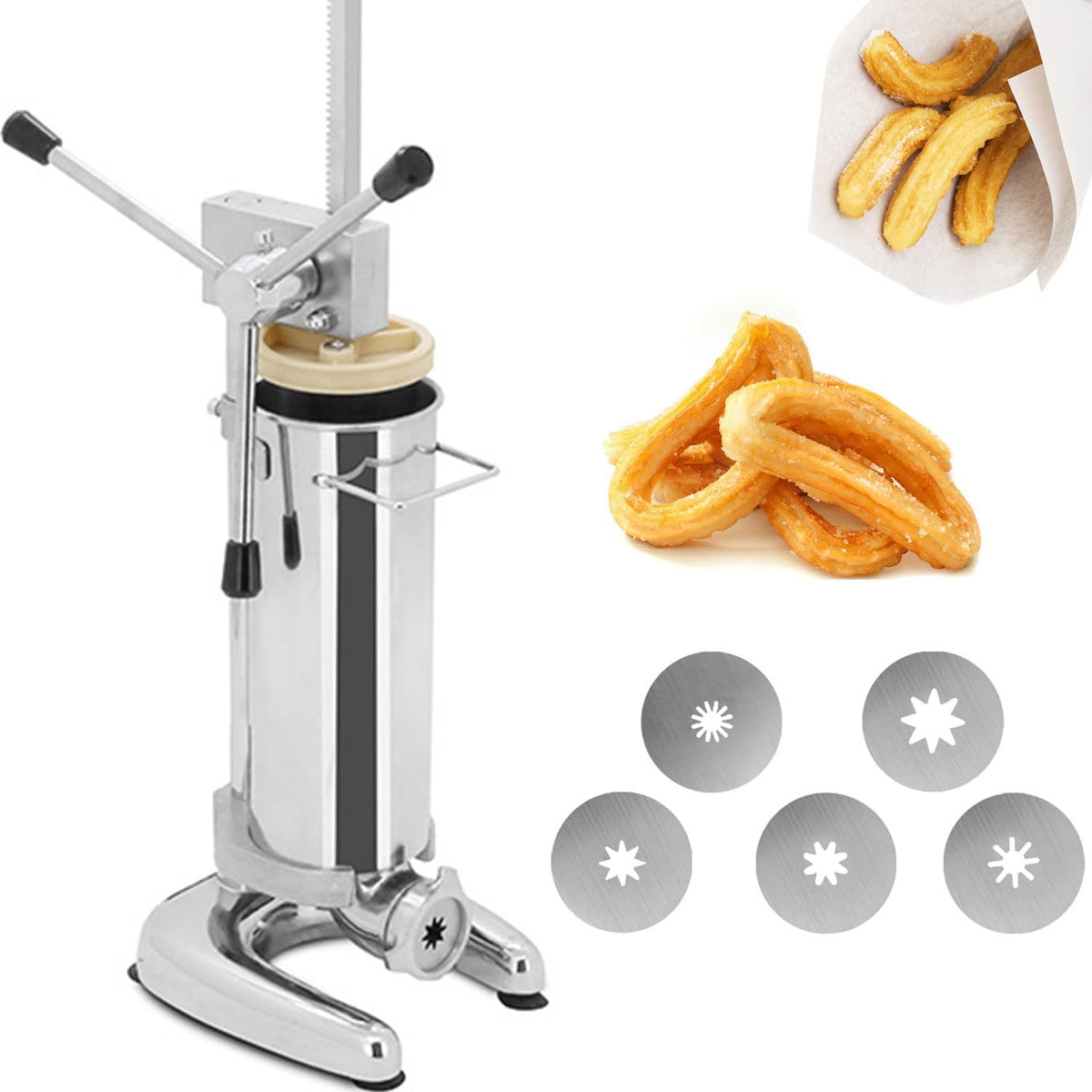 ylpddmm Machines à gaufres et croques, 2 L, 3 L, Argenté, Machine à Churros - Churrera Professionnelle pour Churros et matraques