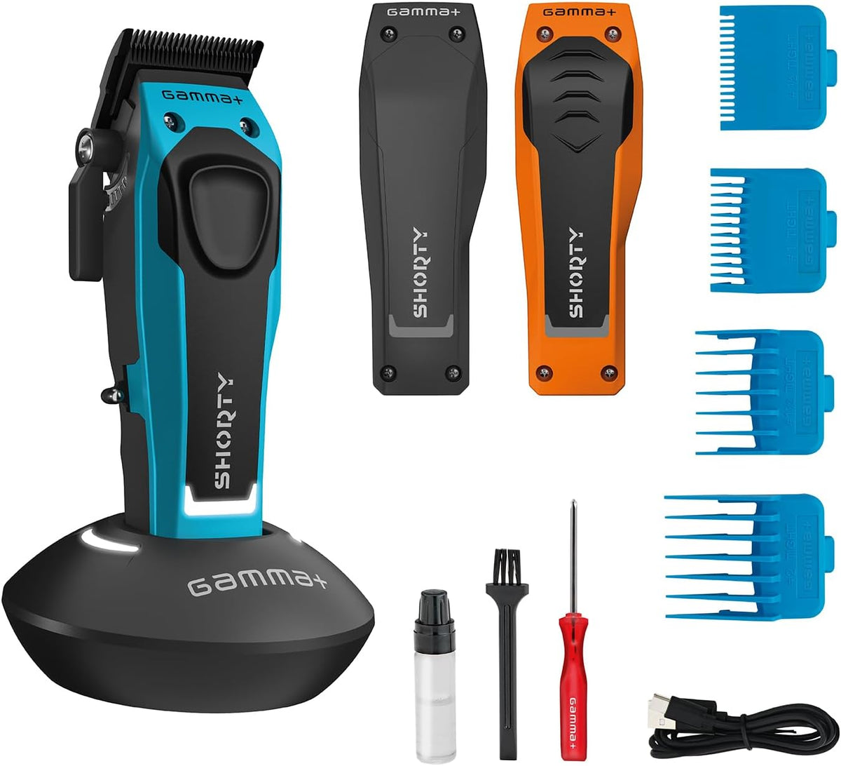 GAMMA+ GAMMA+, Noir, Shorty Tondeuse à Cheveux Professionnelle Homme avec Dimensions Réduites, Moteur Brushless EON