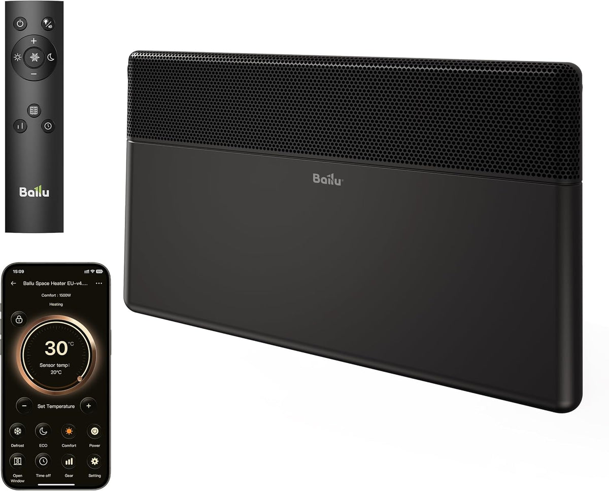 Ballu Radiateurs électriques, 2000 W, Noir, Radiateur Electrique Inertie Convecteur Electrique Mobile Connecté Wi-Fi