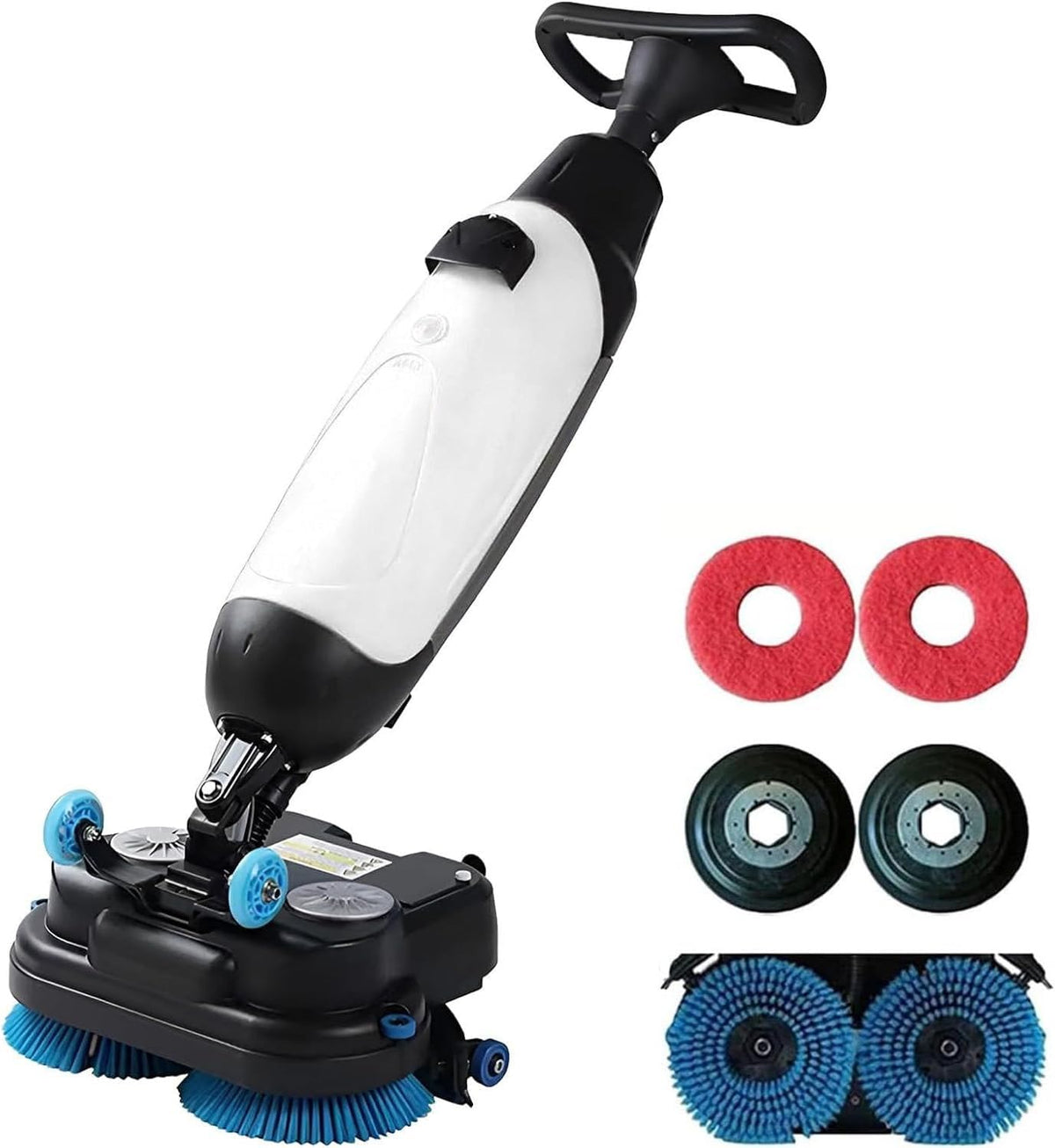 ZHLINGQ batterie, 1200 M, Blanc, Nettoyeur De Sols électrique Et Autolaveuse, Têtes De Brosse Doubles Rotatives à 360°