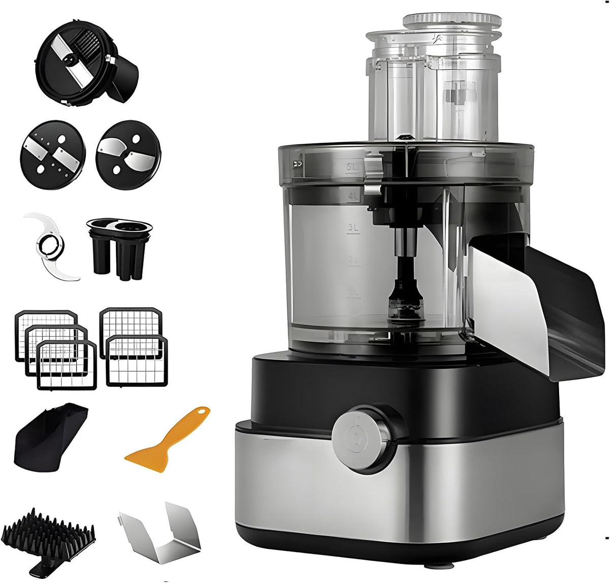 GTHTUHFD trancheuse électrique, 5 L, 220 V, Noir, Robot Culinaire Électrique 5 en 1 avec Plusieurs Lames pour Couper en Dés