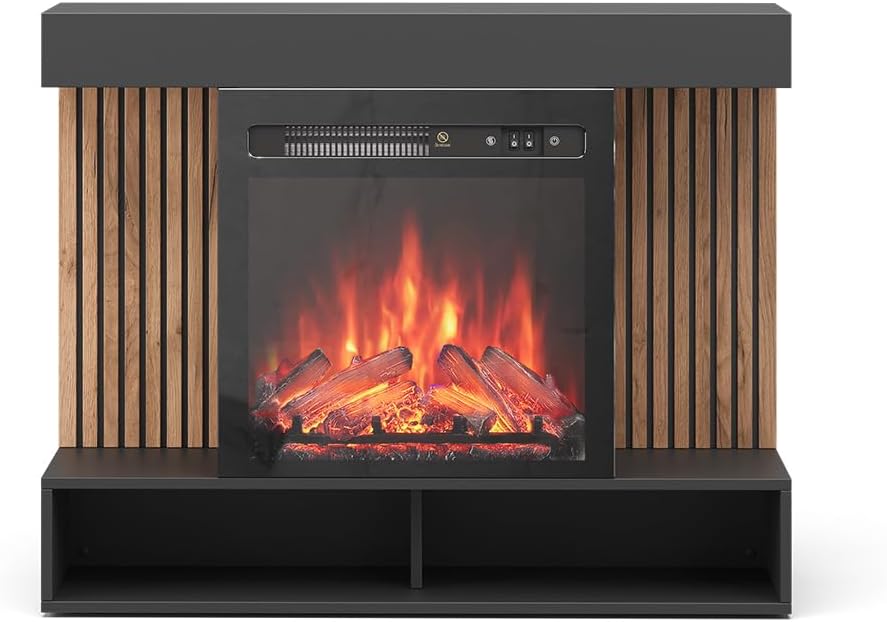 Vicco cheminée électrique, 100 cm, 1800 W, noir Noir - Dimensions : 100 x 80 x 25 cm (l x H x P) - Poids : 31,9 kg - Matériau : MDF, métal