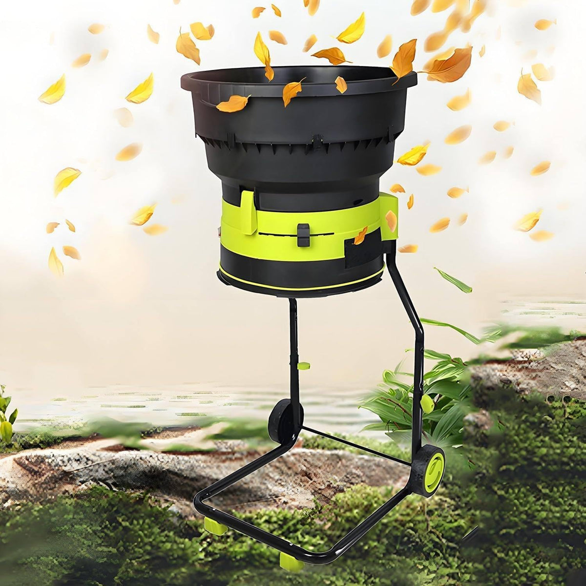MANYOUYOU broyeur, 500 W, Noir, De Feuilles électrique, Paillage Jusqu'à 55 Gallons par Minute Nopowercord