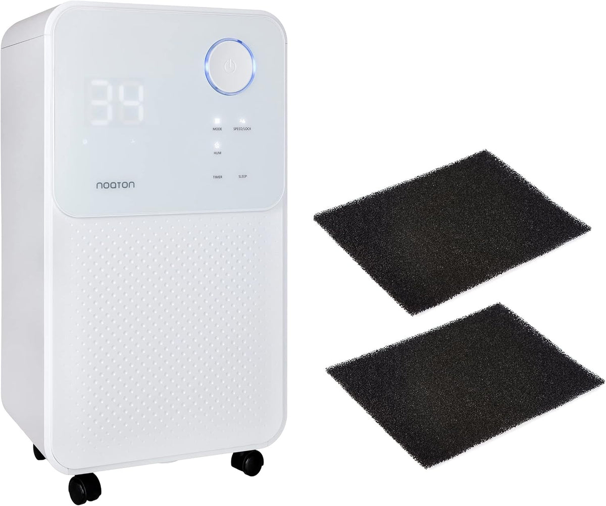Noaton déshumidificateur, 13,5 L, 25 m, 180 W, Blanc, et purificateur d'air DF 4114 + 2 filtres à charbon C2