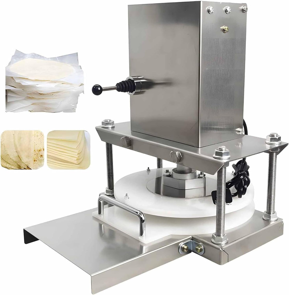 LSRFXF Machines à pâtes, 29*28*37 cm, 29*28*37 cm, 38*35*37 cm, 100 W, 24 V CC, acier inoxydable, PP, Gris, Formeuse À Pizza Électrique