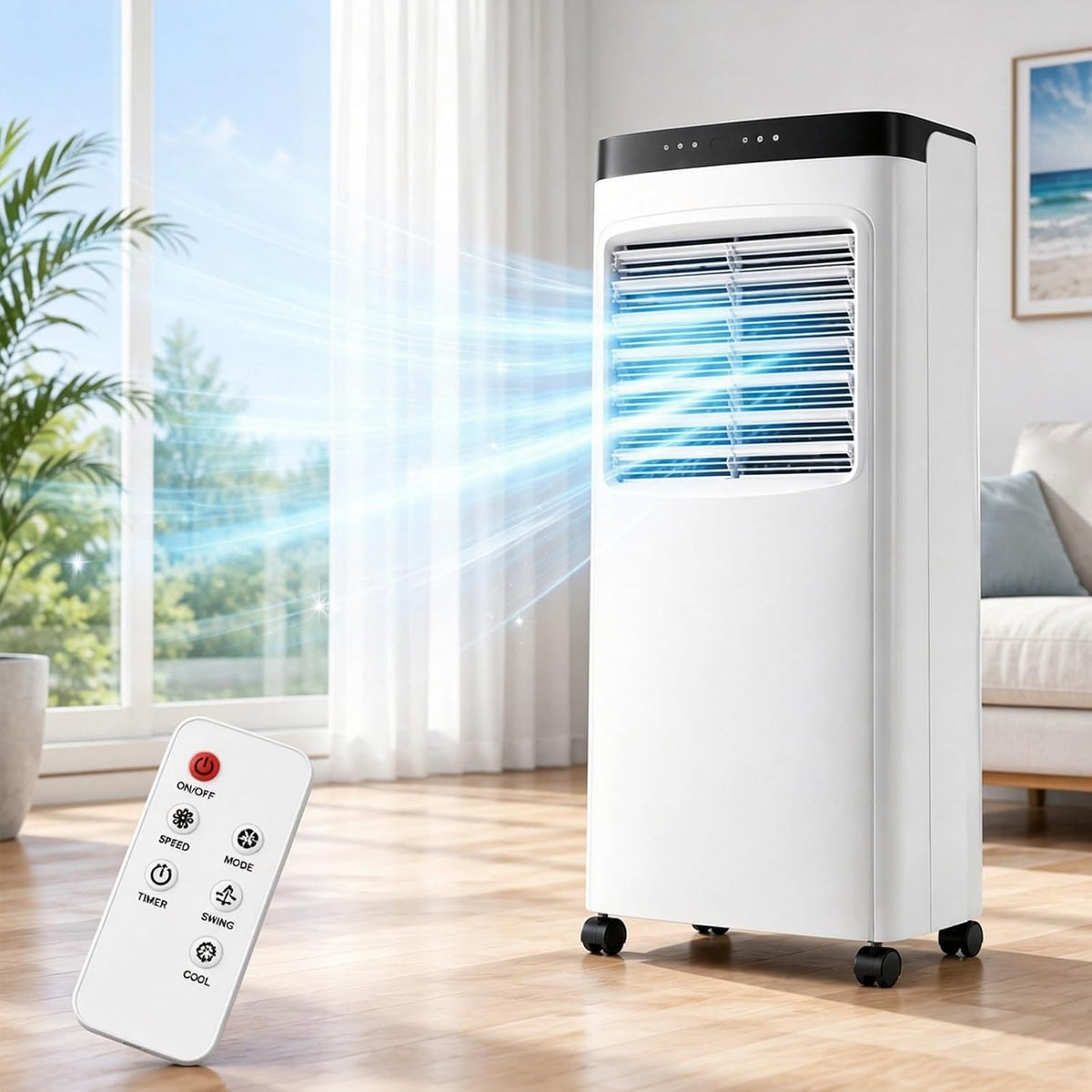 LUNAIZHUO rafraîchisseur d'air, 76 × 39 × 33 cm, 12 L, Blanc, Évaporatif Portable, Ventilateur Silencieux Bureau